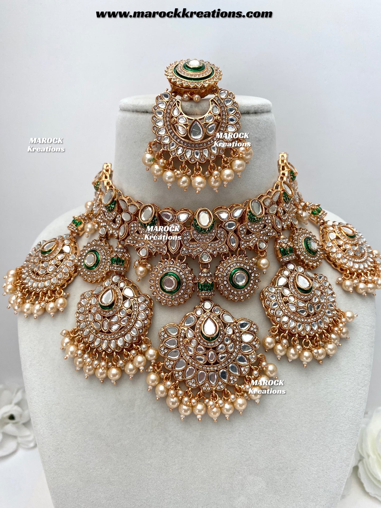 Sareela Premium Quality Rose gold uncut kundan Statement Bridal set