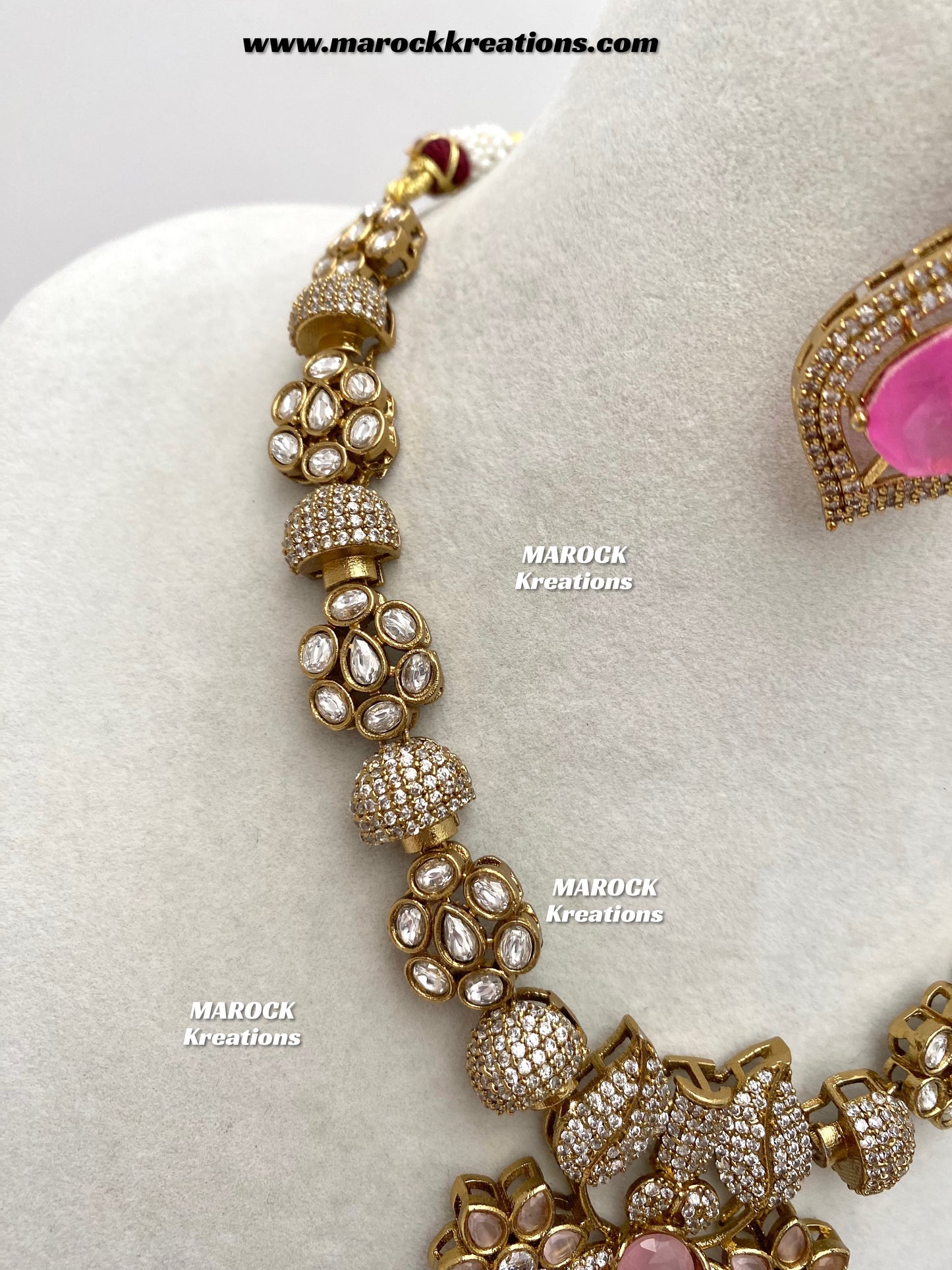 Milly Premium Quality Moissanite Kundan and American diamond Statement necklace set