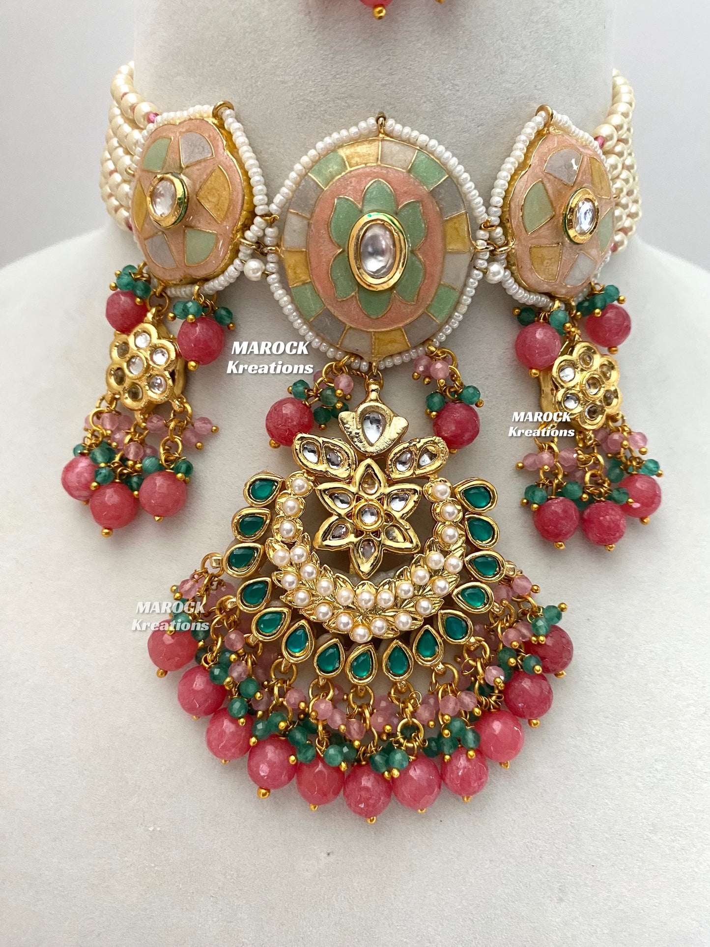 Rimsha Premium Quality Kundan Meenakari Statement Choker set