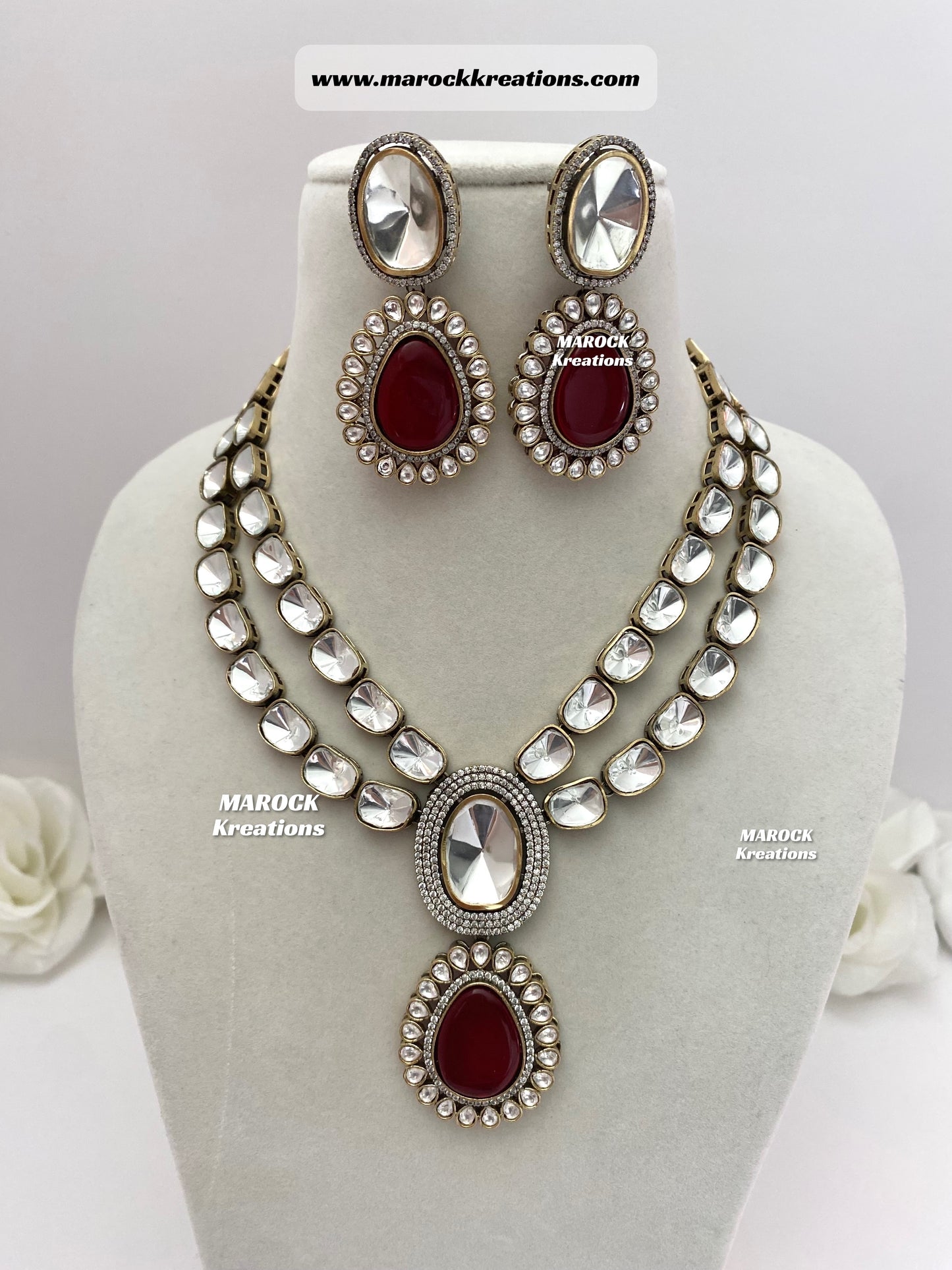 Premium Quality uncut Kundan Moissanite Necklace set