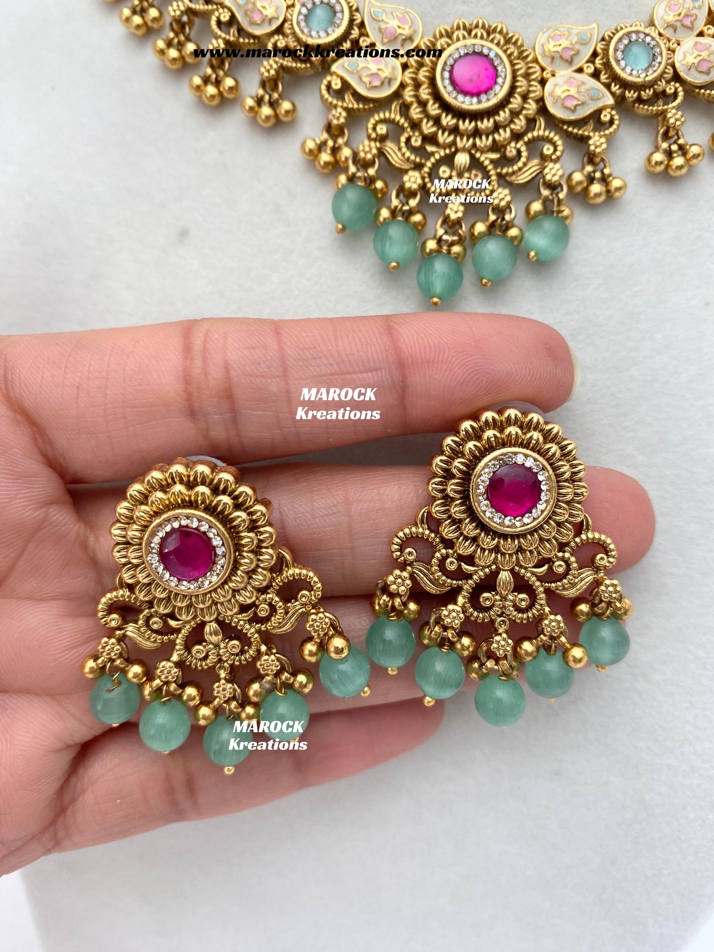 Mayuri Premium Quality Gold Plated Meenakari Rajwadi Necklace set
