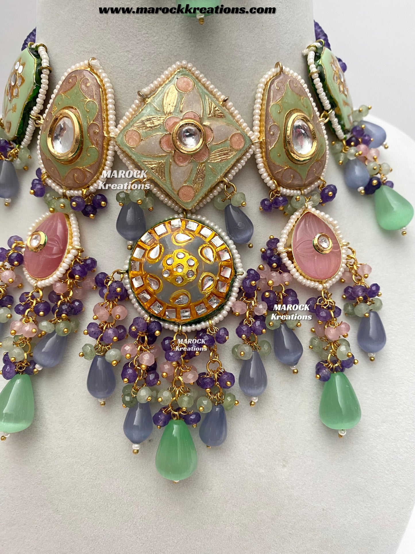 Zina Premium Quality Kundan Meenakari Statement Choker set