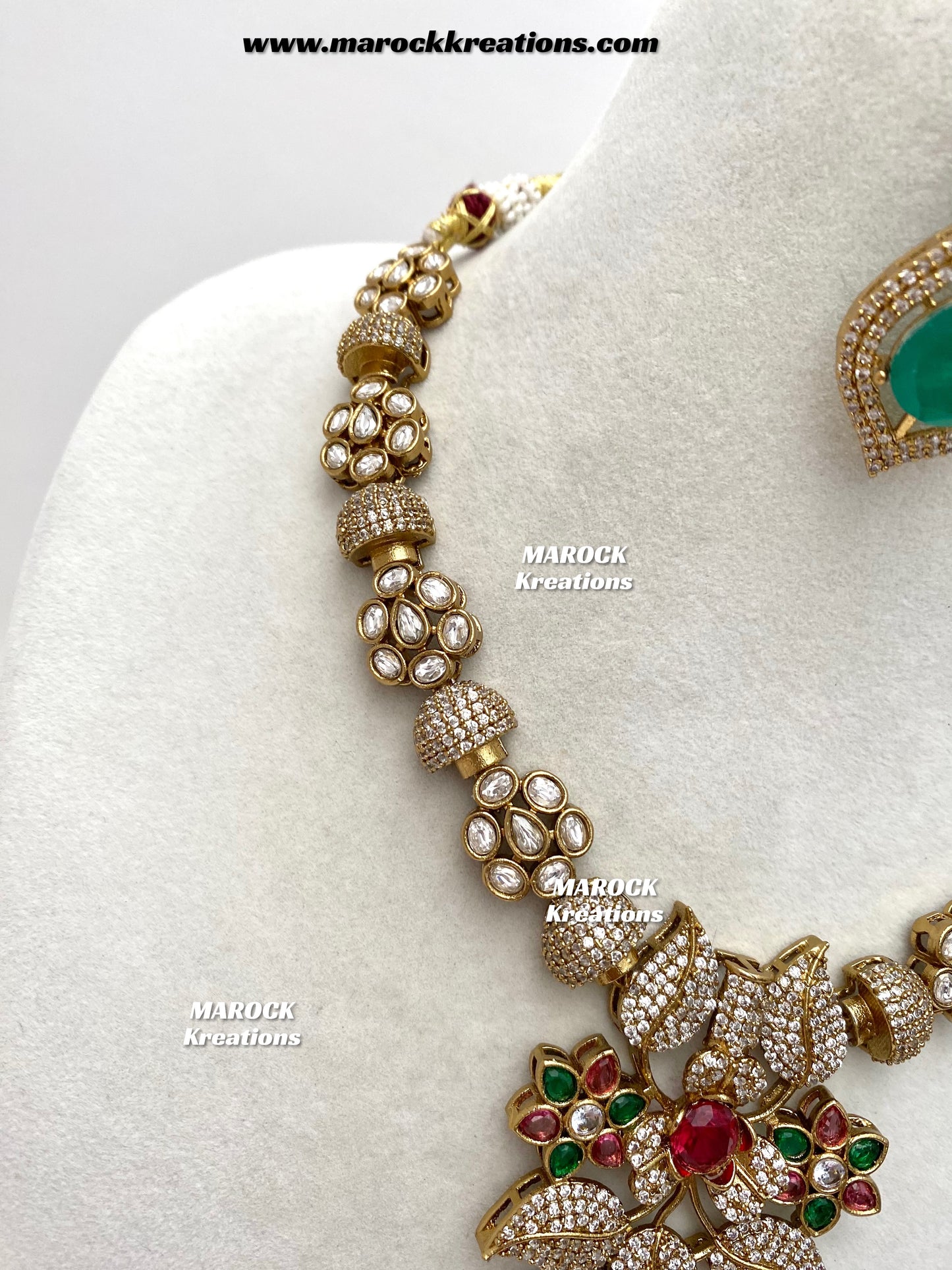 Milly Premium Quality Moissanite Kundan and American diamond Statement necklace set