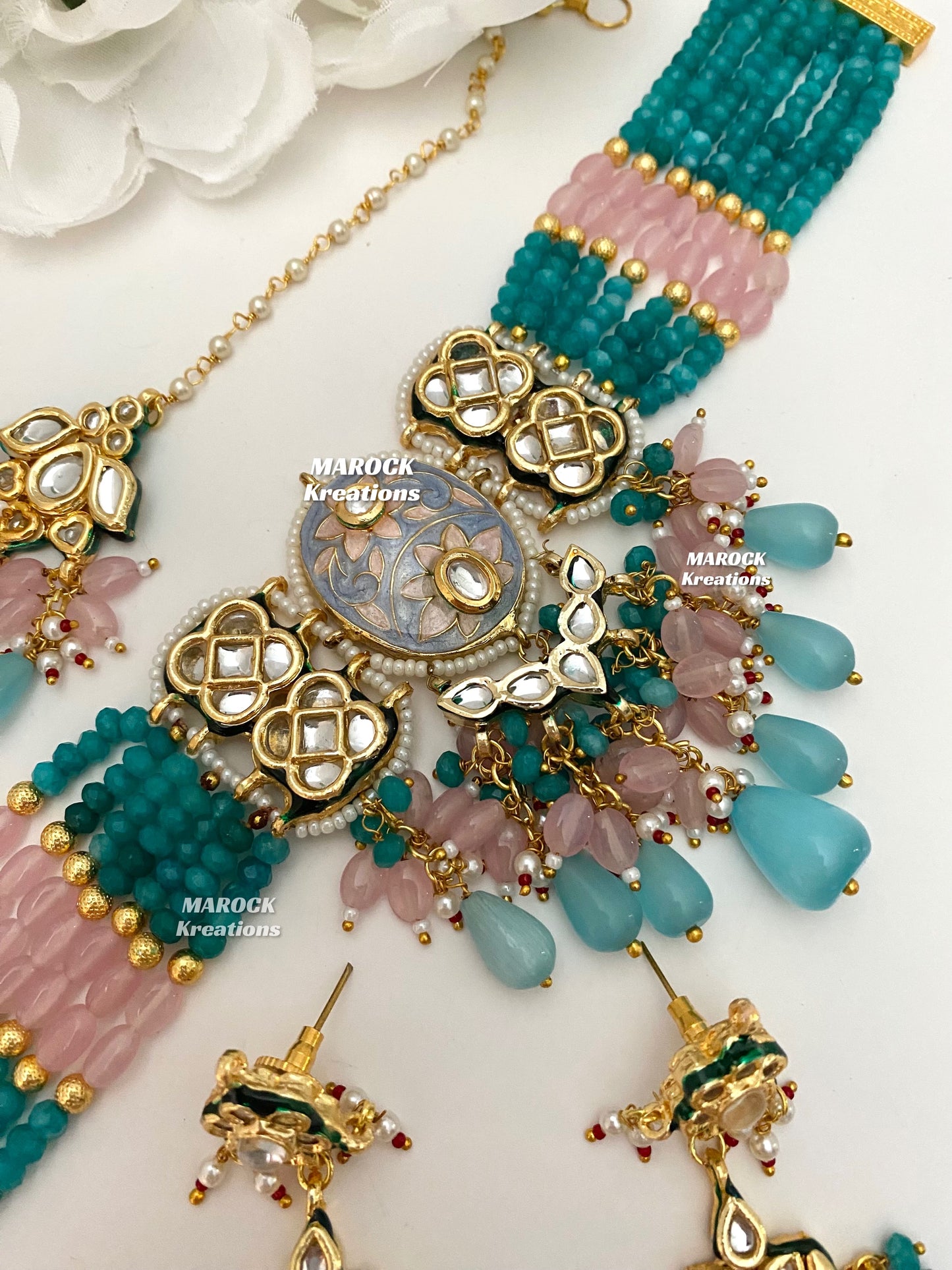Brinda Premium Quality Kundan Meenakari Statement Choker set