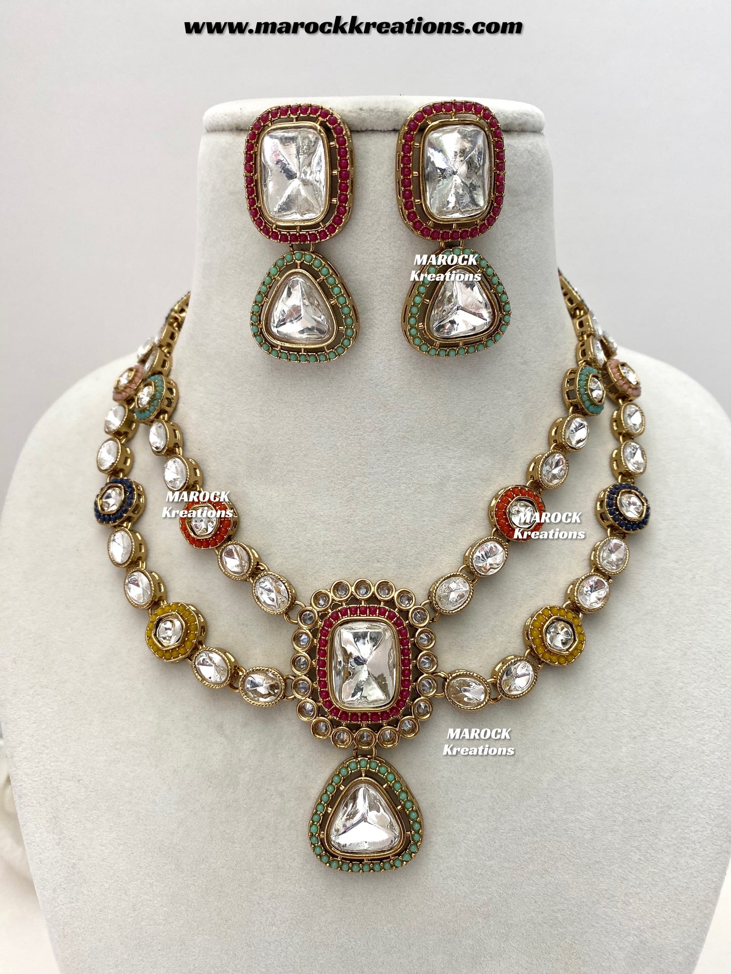 Saba Premium Quality Kundan statement necklace set