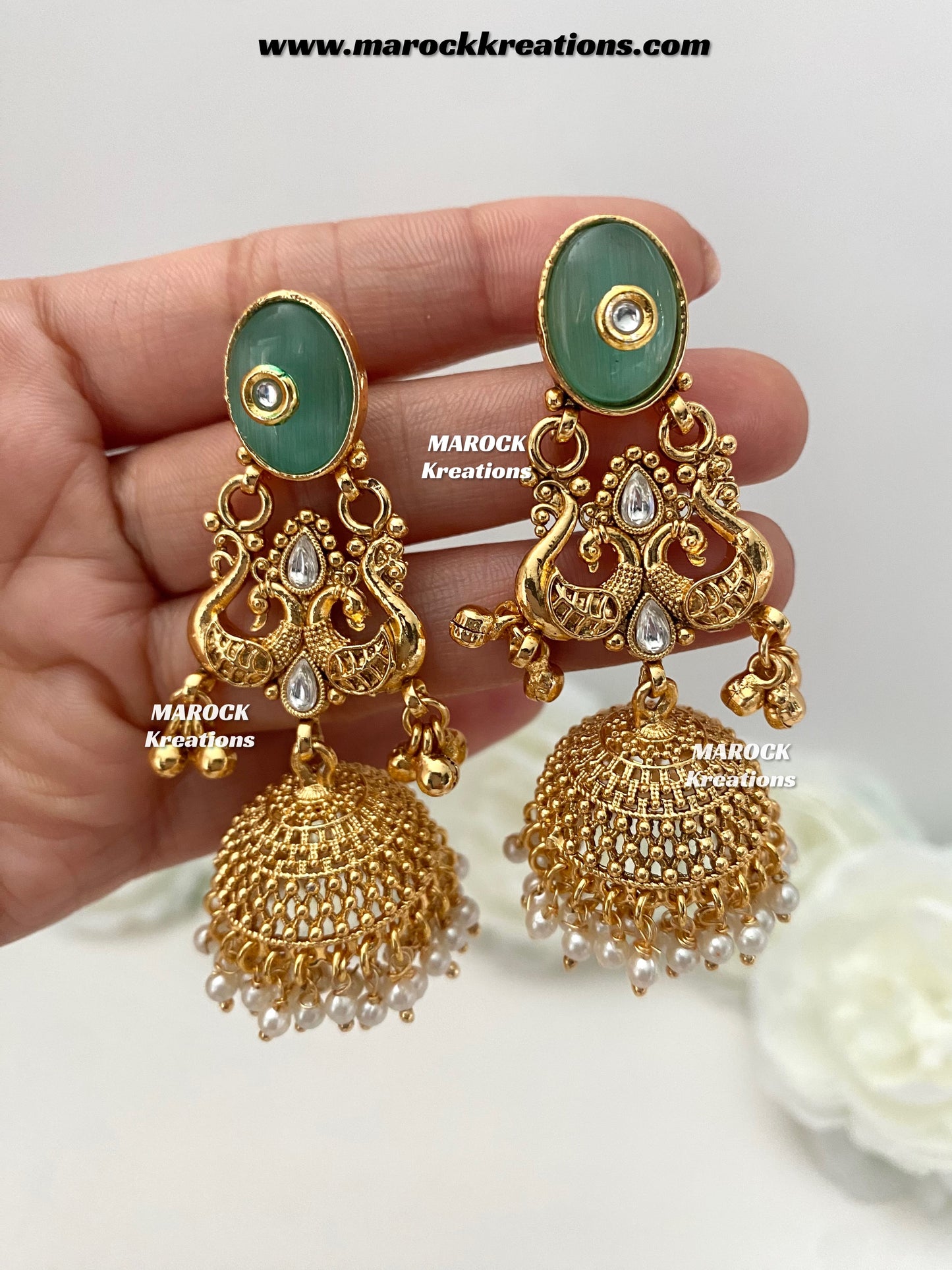 Tiya Gold plated Kashmiri Statement Earrings