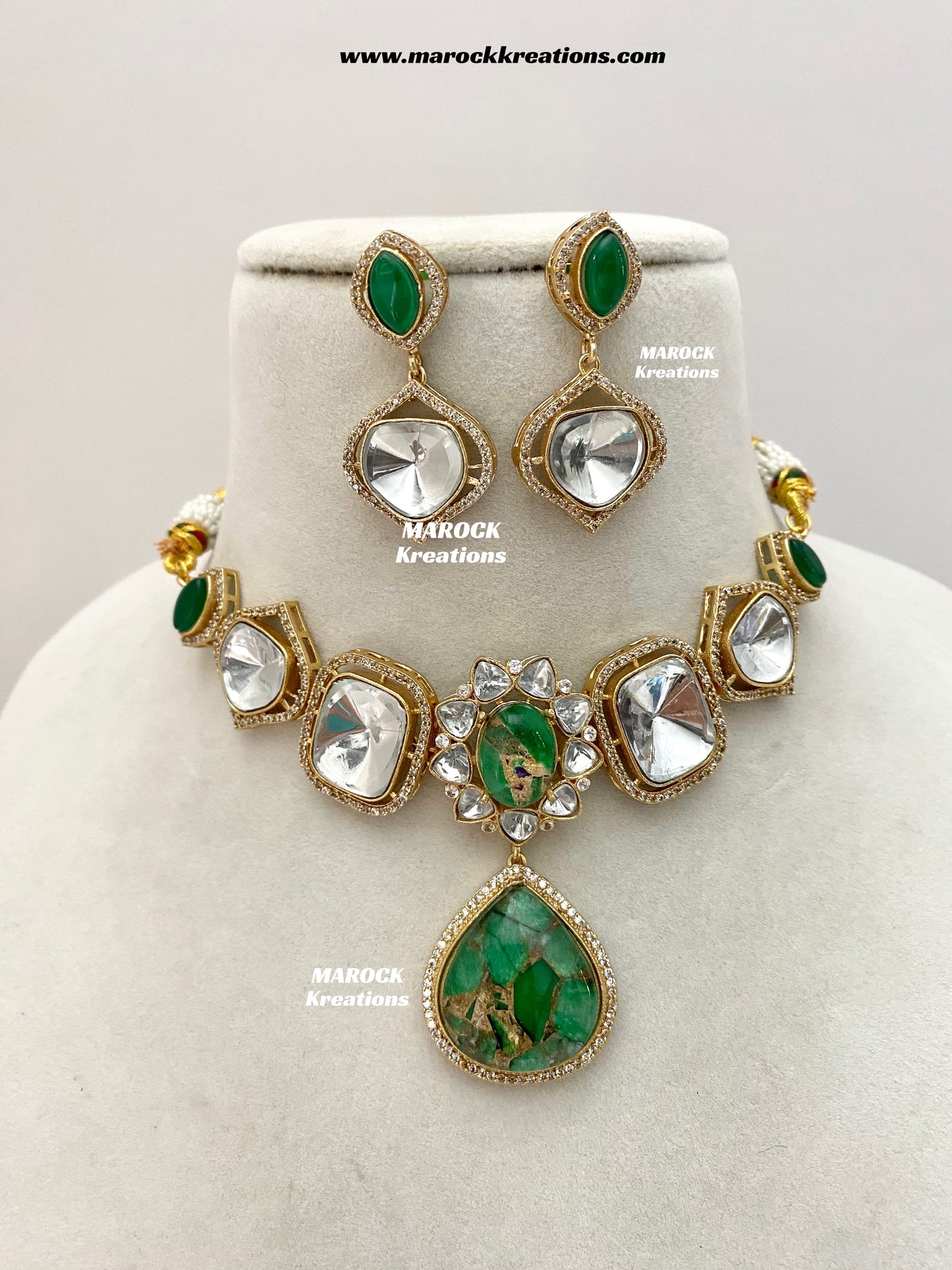 Kalpana Premium Quality Moissanite Kundan and doublet stone Statement Choker set
