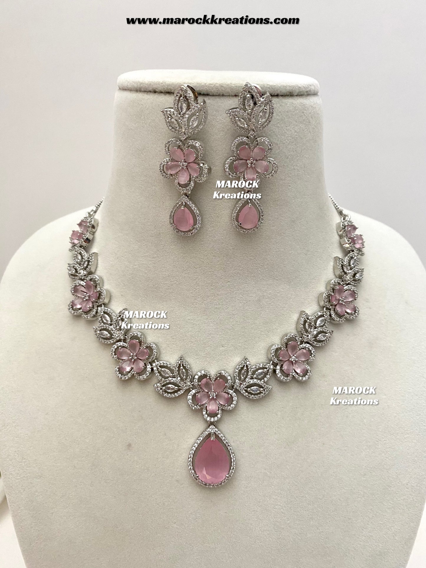 Sibani Silver American Diamond Necklace set