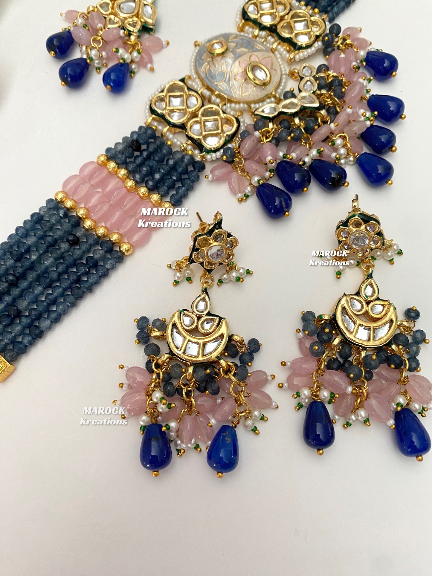 Brinda Premium Quality Kundan Meenakari Statement Choker set