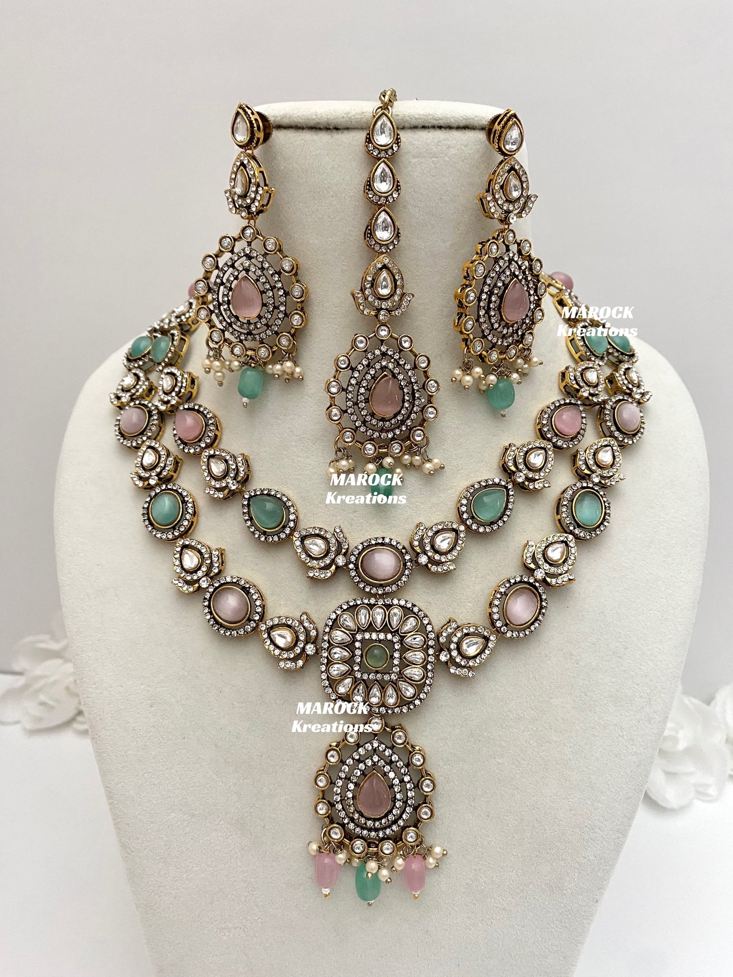 Hanali Victorian Kundan Statement Necklace set