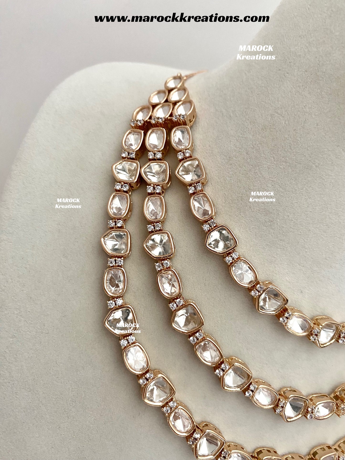 Farha Premium quality Tyani inspired gold plated triple layer statement necklace set