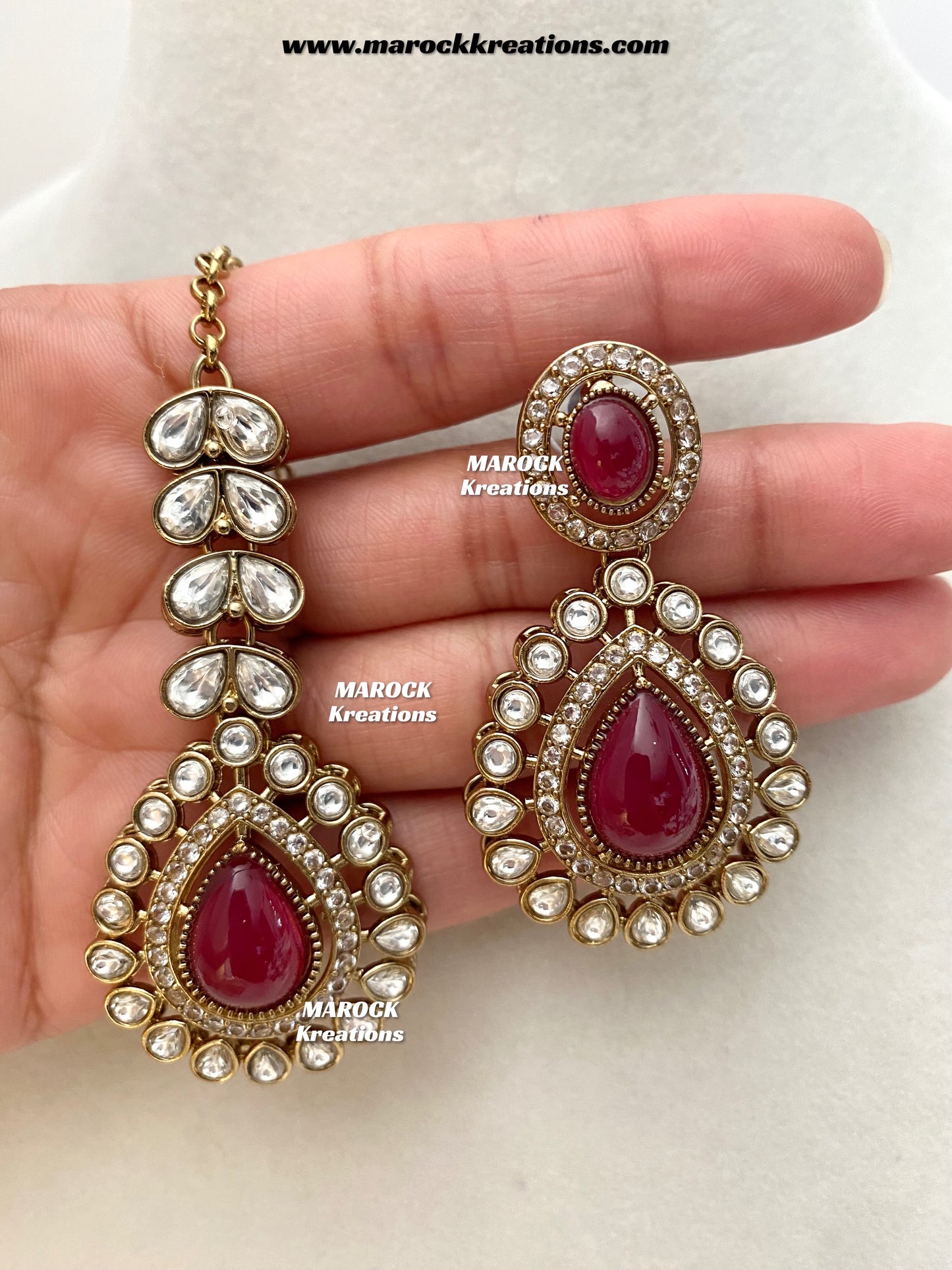 Zafina Premium Quality Moissanite Kundan Statement Choker/Necklace set