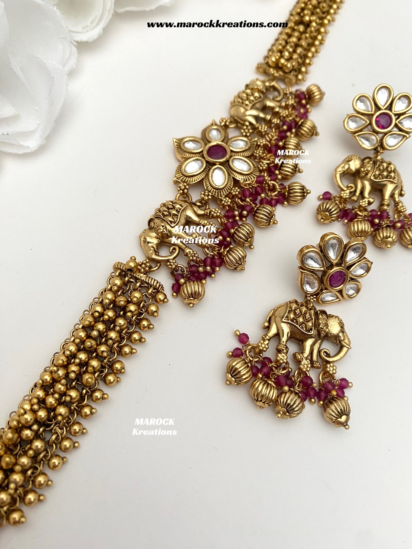 Rashmika Premium Quality exclusive Gold Plated Meenakari Rajwadi choker set