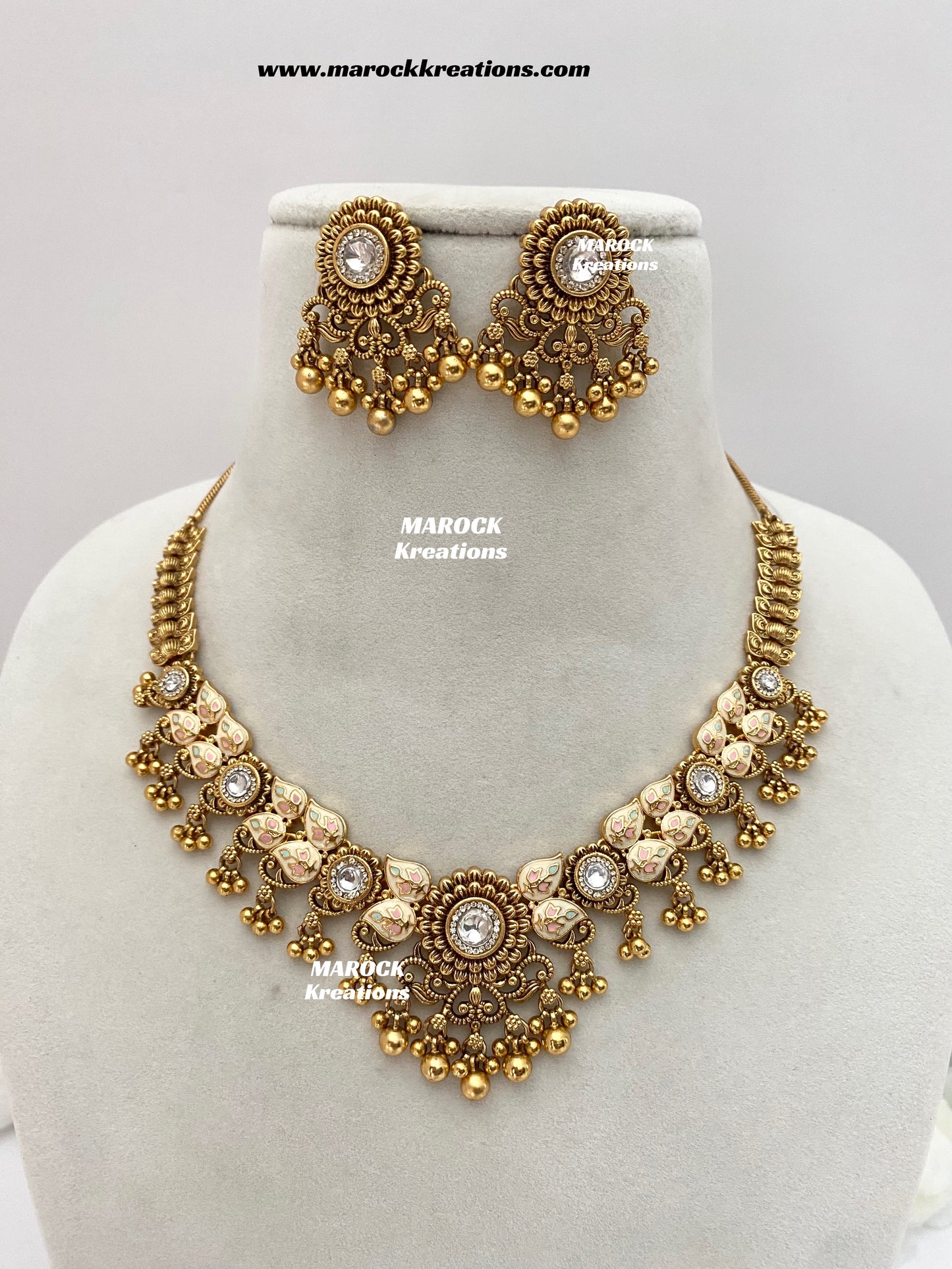 Mayuri Premium Quality Gold Plated Meenakari Rajwadi Necklace set