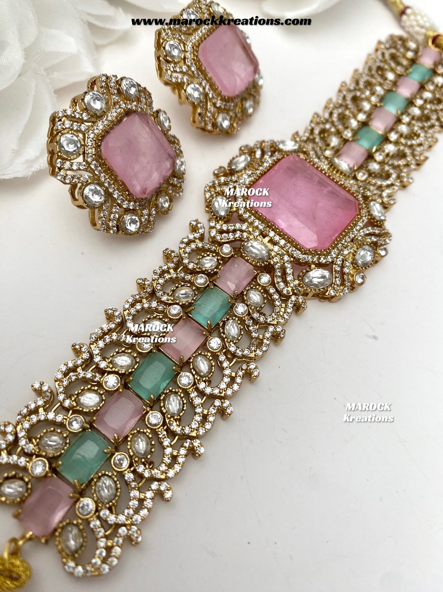 Paloma Sabyasachi inspired Premium Quality Moissanite Kundan and American Diamond choker set