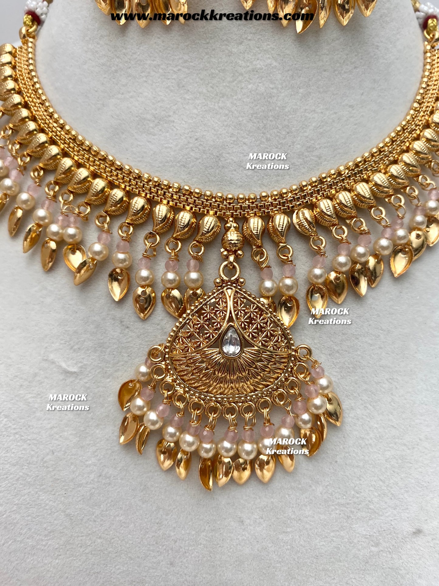 Feraz Premium Quality Gold Plated peepal patti necklace set