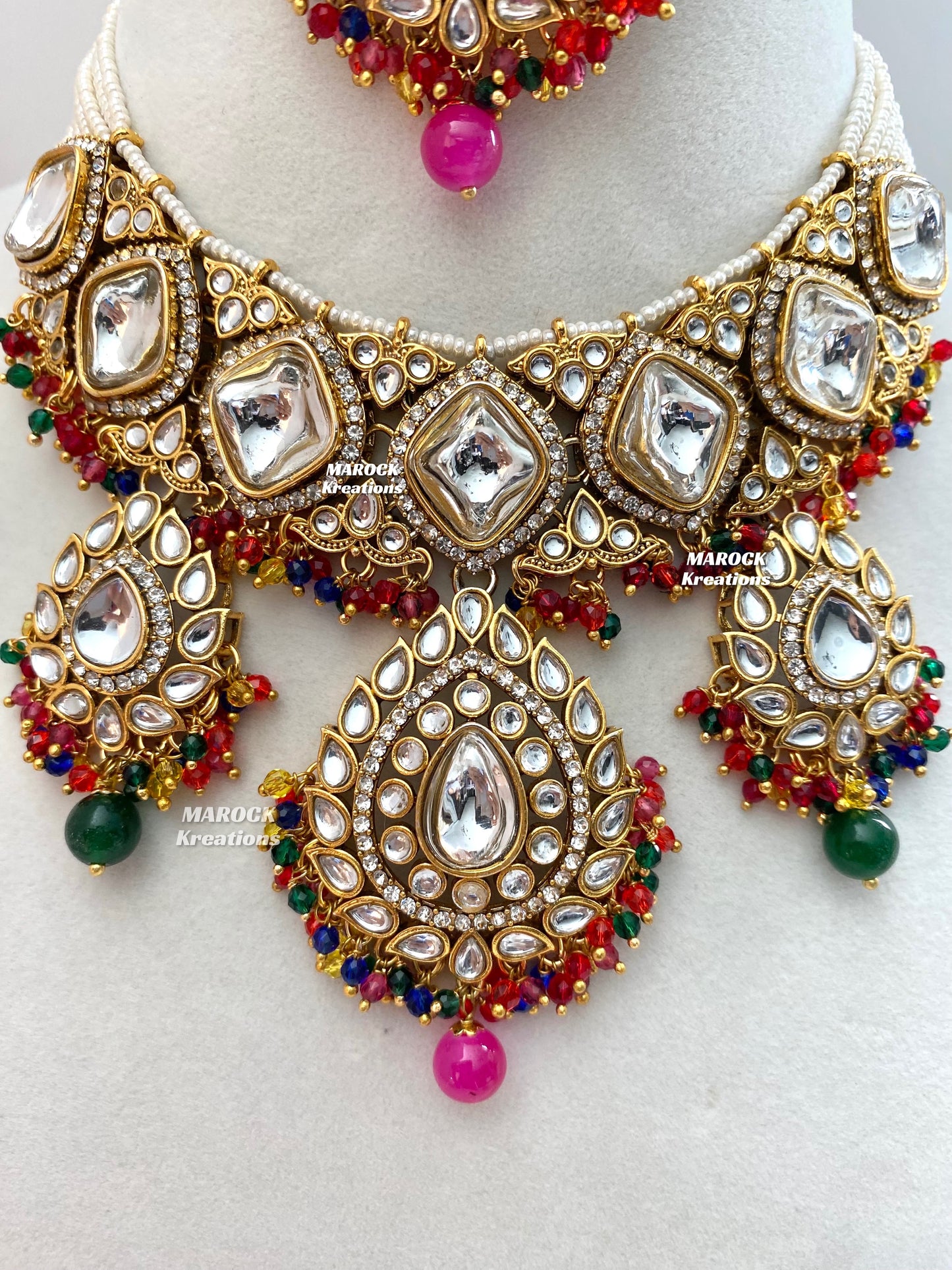 Rahila Premium quality Kundan Statement Choker/Necklace Set