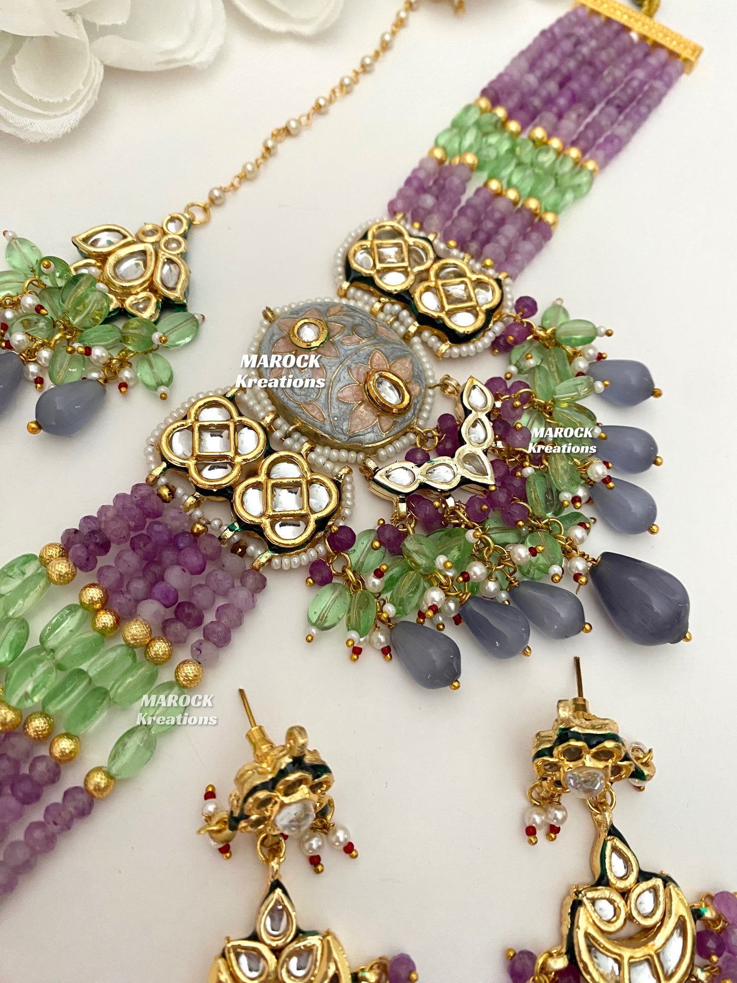 Brinda Premium Quality Kundan Meenakari Statement Choker set