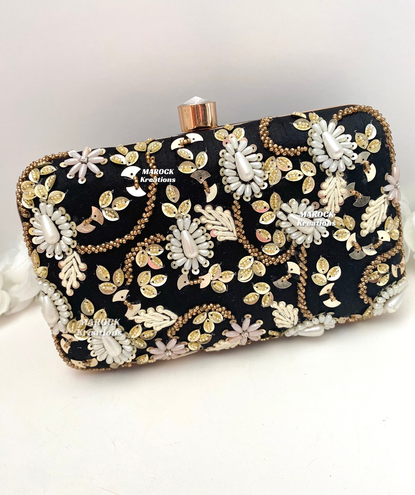 BlackHandcrafted embroidered Clutch/Evening Bag/Purse/clutch comes with a shoulder string