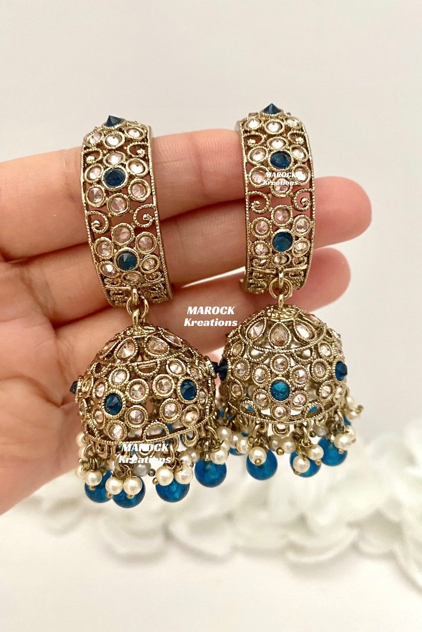 Rashmika Antique Gold Polki Baali Jhumki Earrings