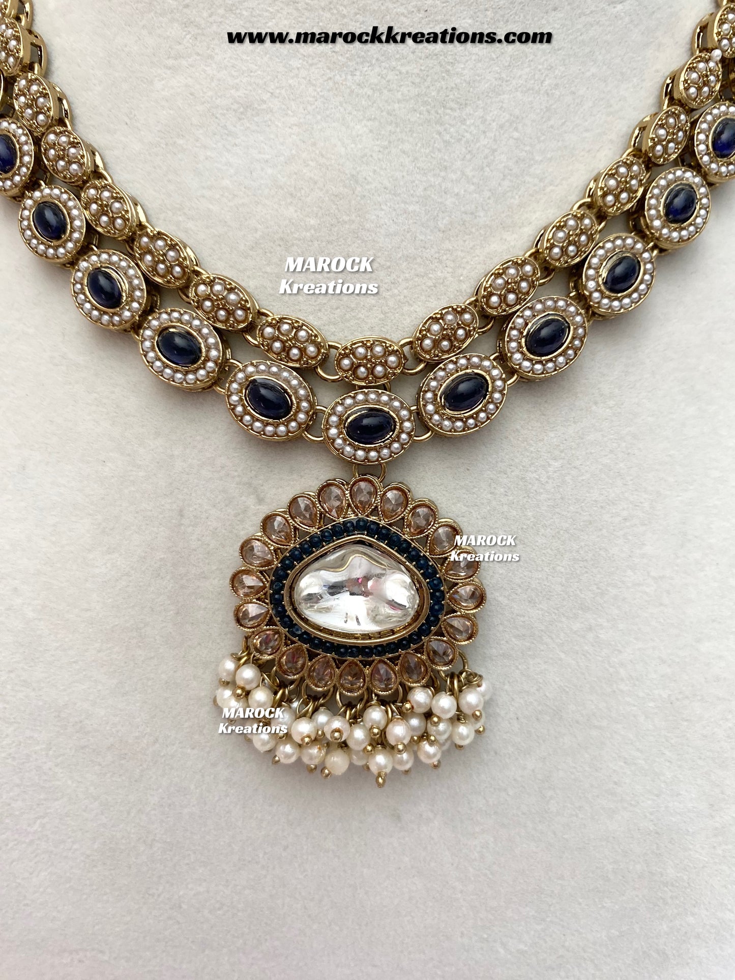 Nadira Kundan Polki double layer Necklace set