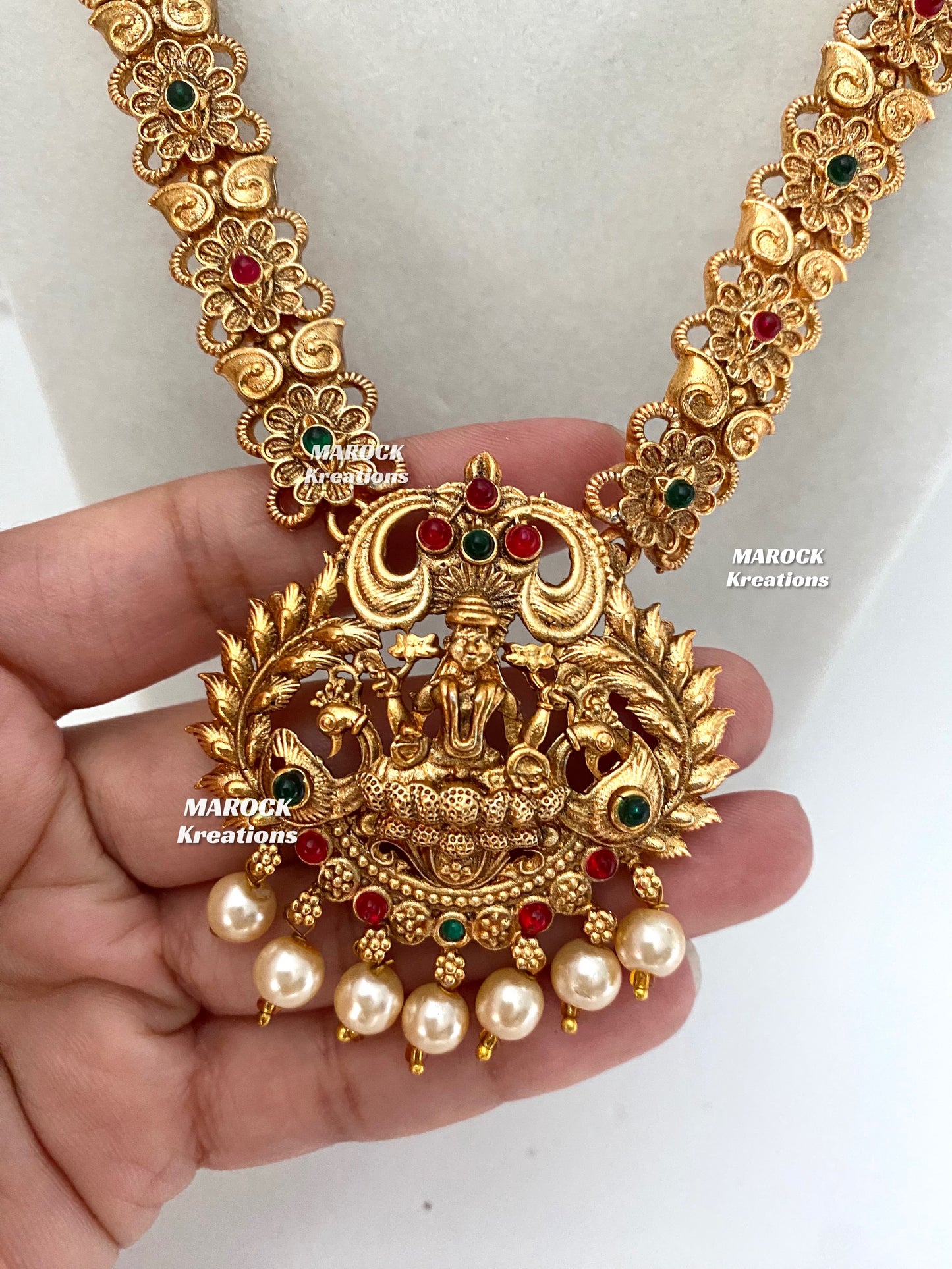Matt finish Temple Jewelry Necklace and Rani haar combo set