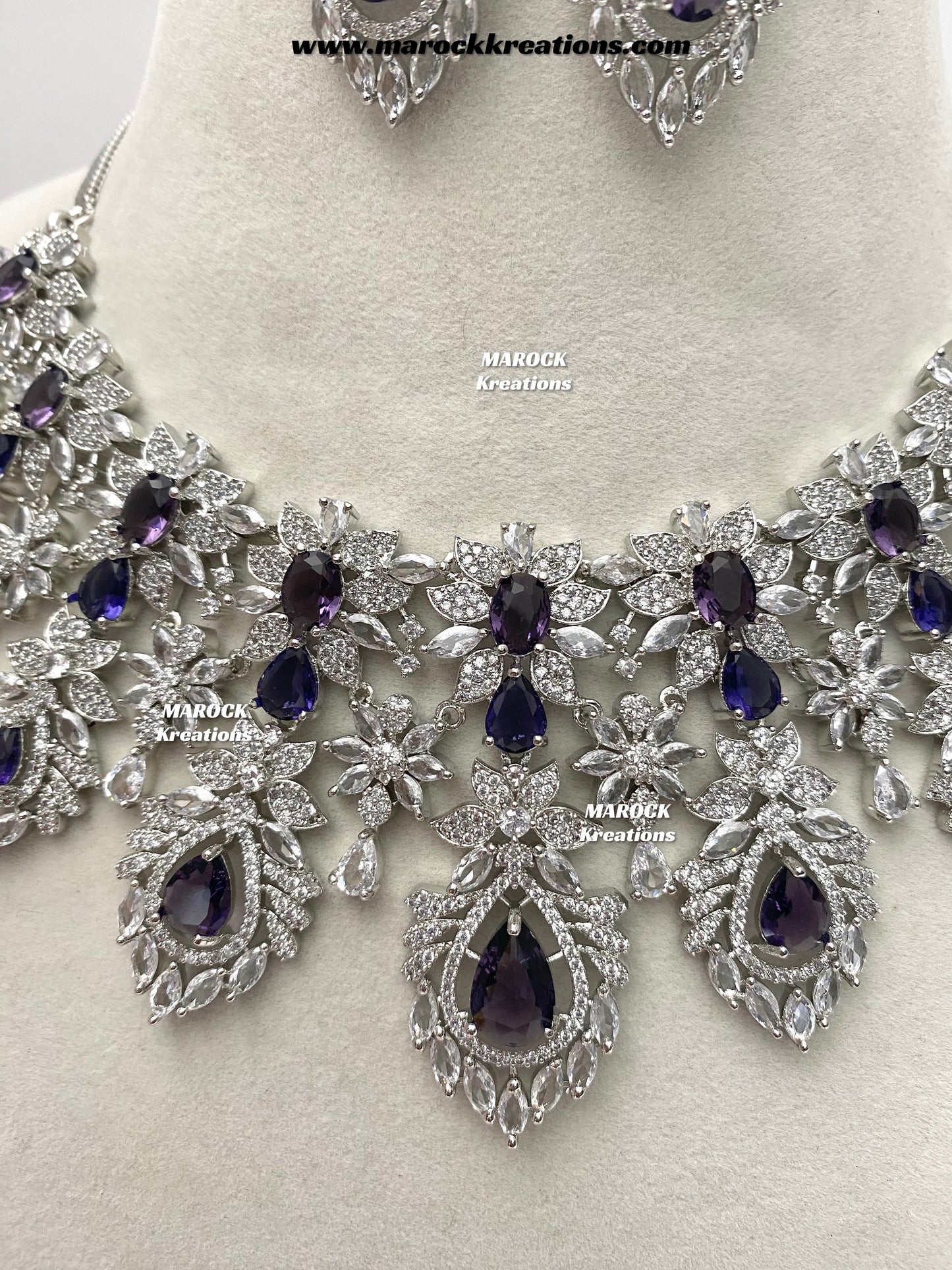 Austin Silver American Diamond Necklace set