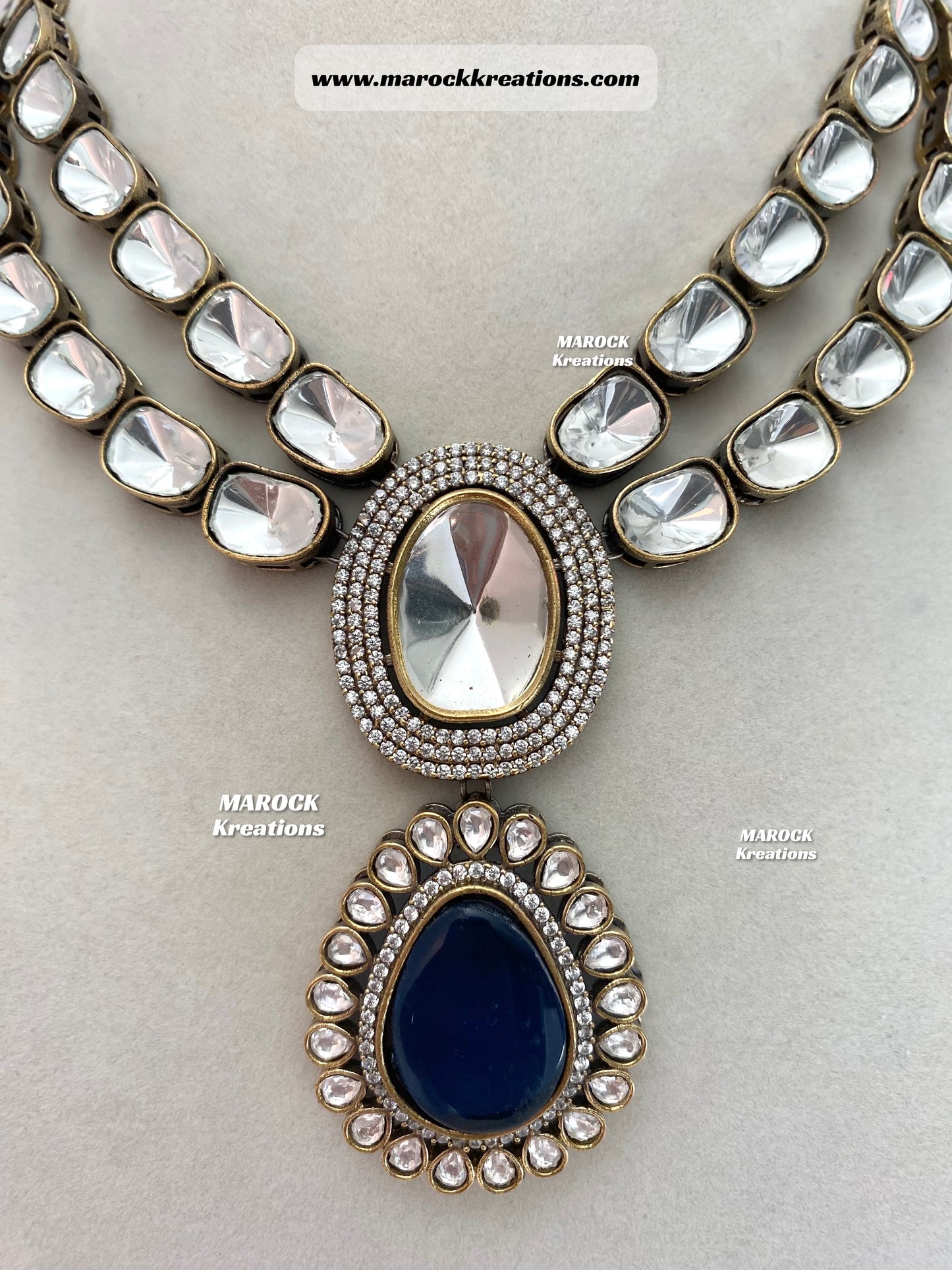 Premium Quality uncut Kundan Moissanite Necklace set