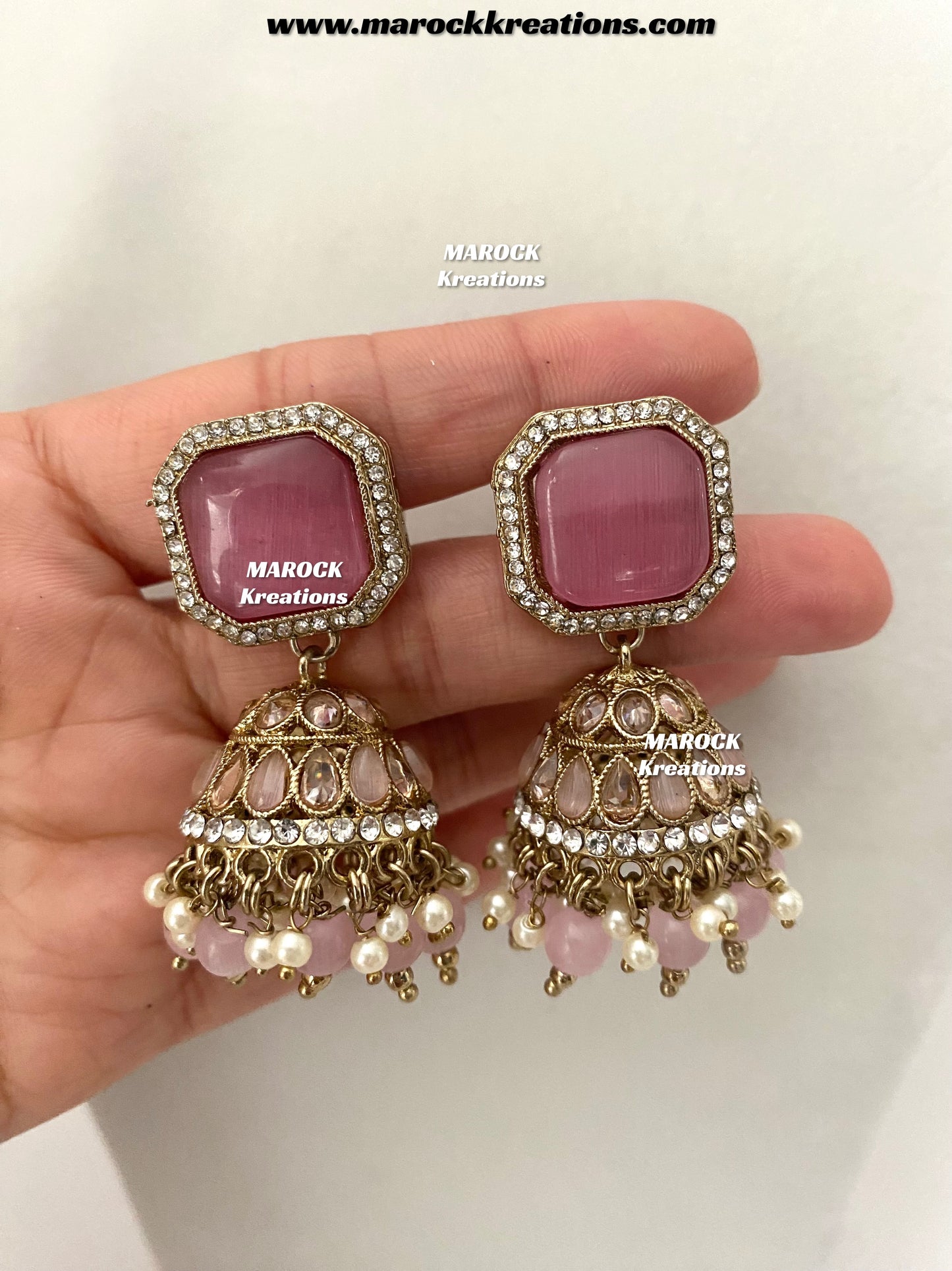 Premium Quality Antique Gold Polki and Monalisa stone Jhumki Earrings