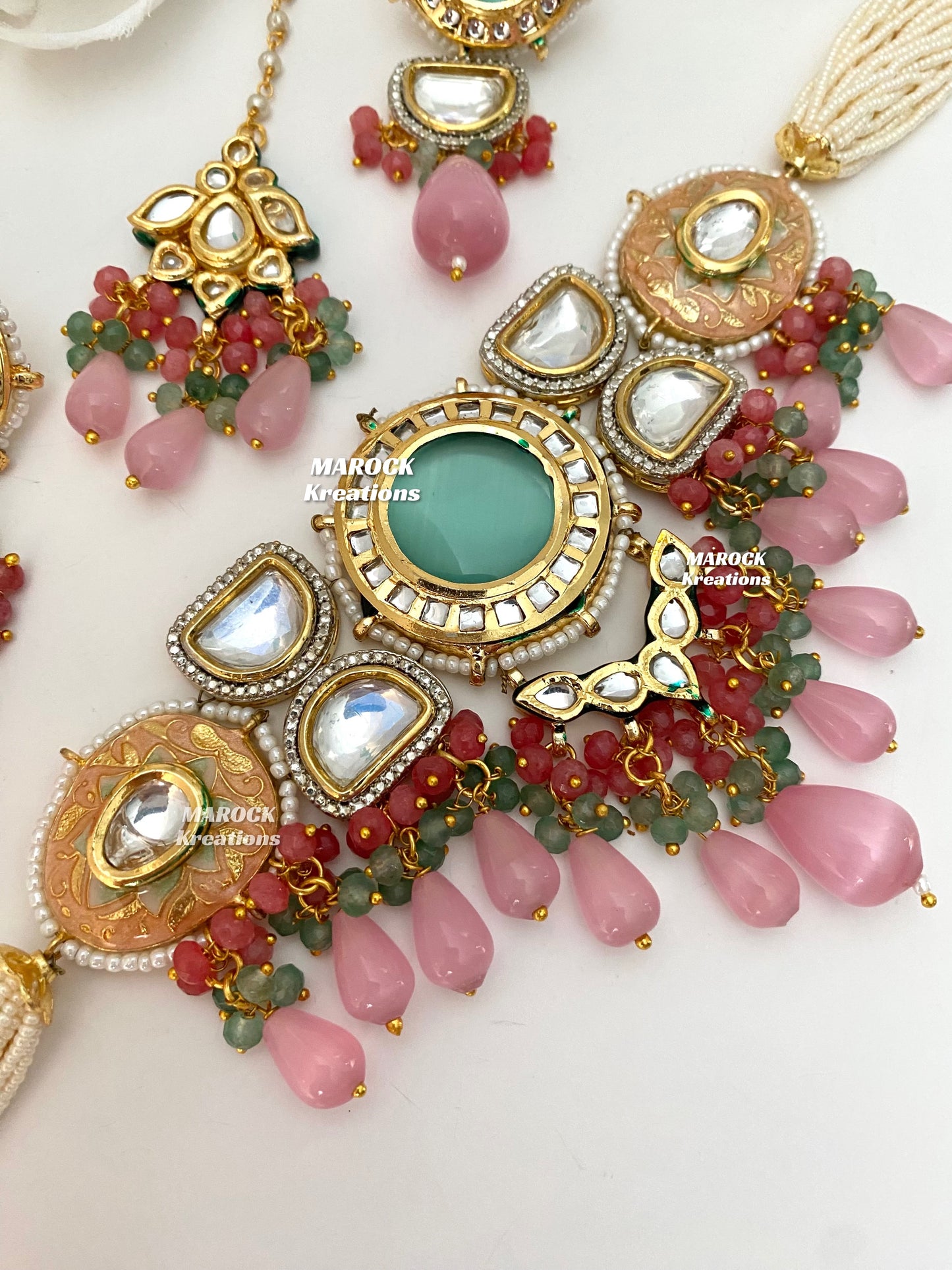 Nia Premium Quality uncut Kundan Meenakari Statement Choker set