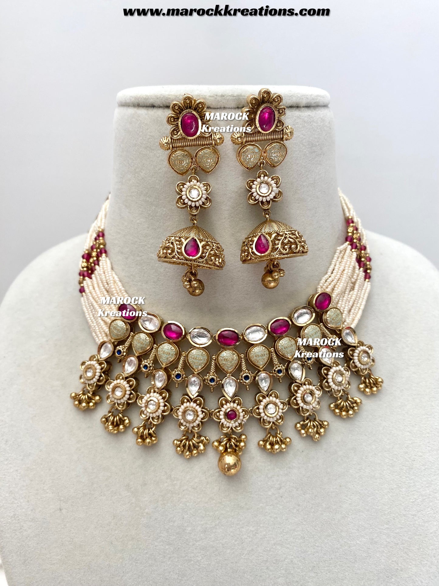 Trina Premium Quality exclusive Gold Plated Meenakari Rajwadi choker set