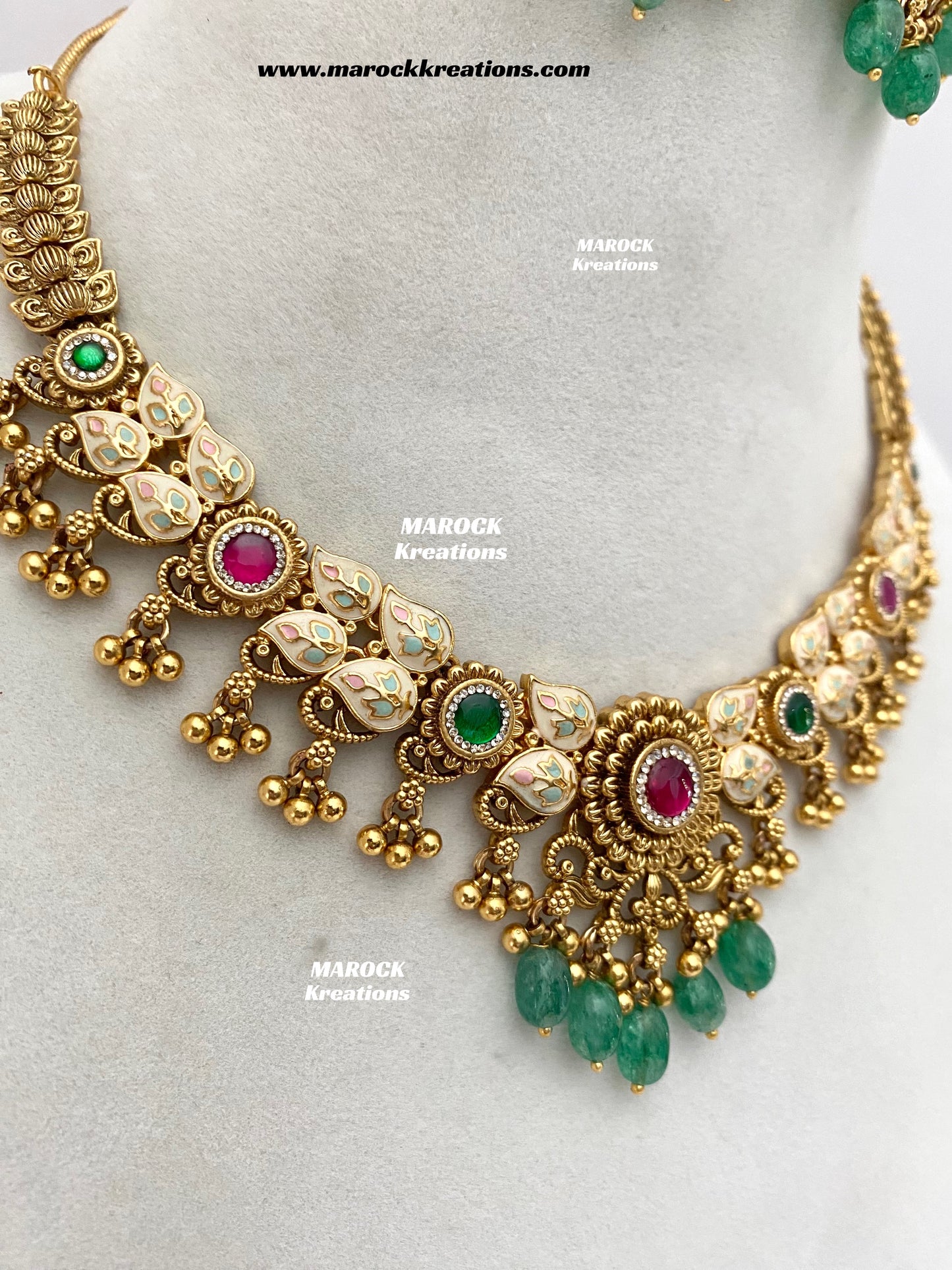 Mayuri Premium Quality Gold Plated Meenakari Rajwadi Necklace set