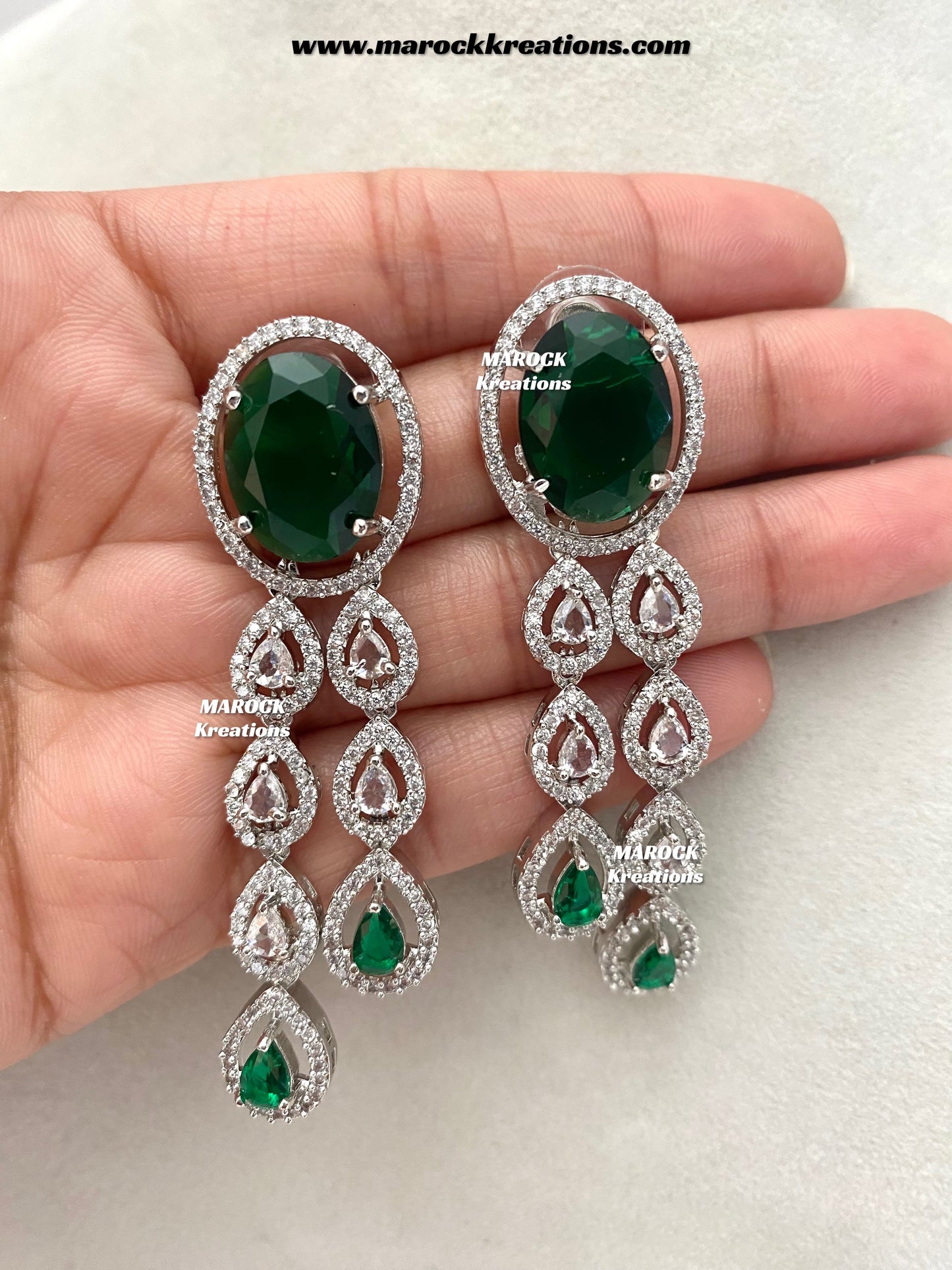 Zehra Silver American Diamond Double layer Necklace set