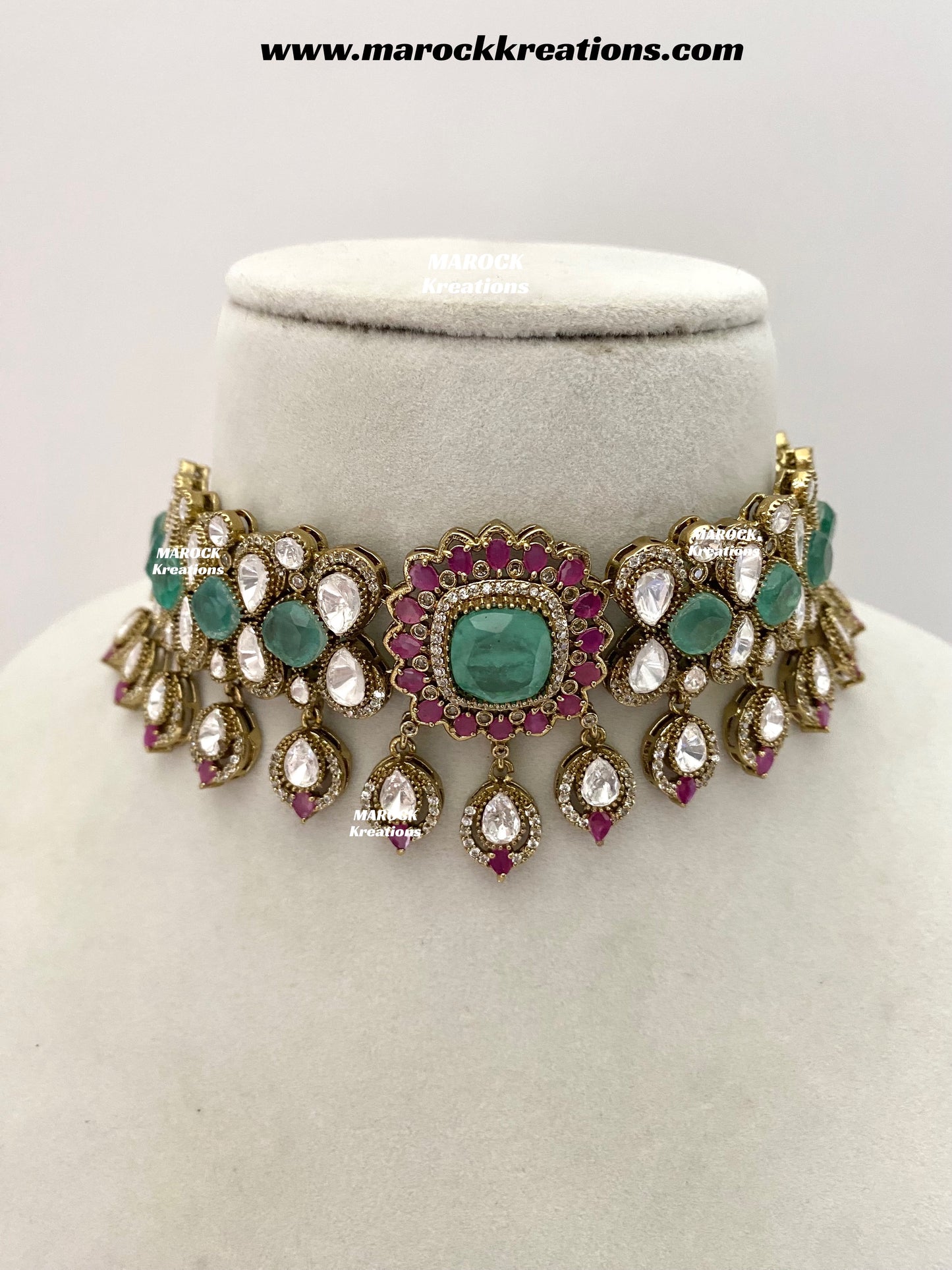 Vinny Premium Quality Moissanite Kundan Statement choker set