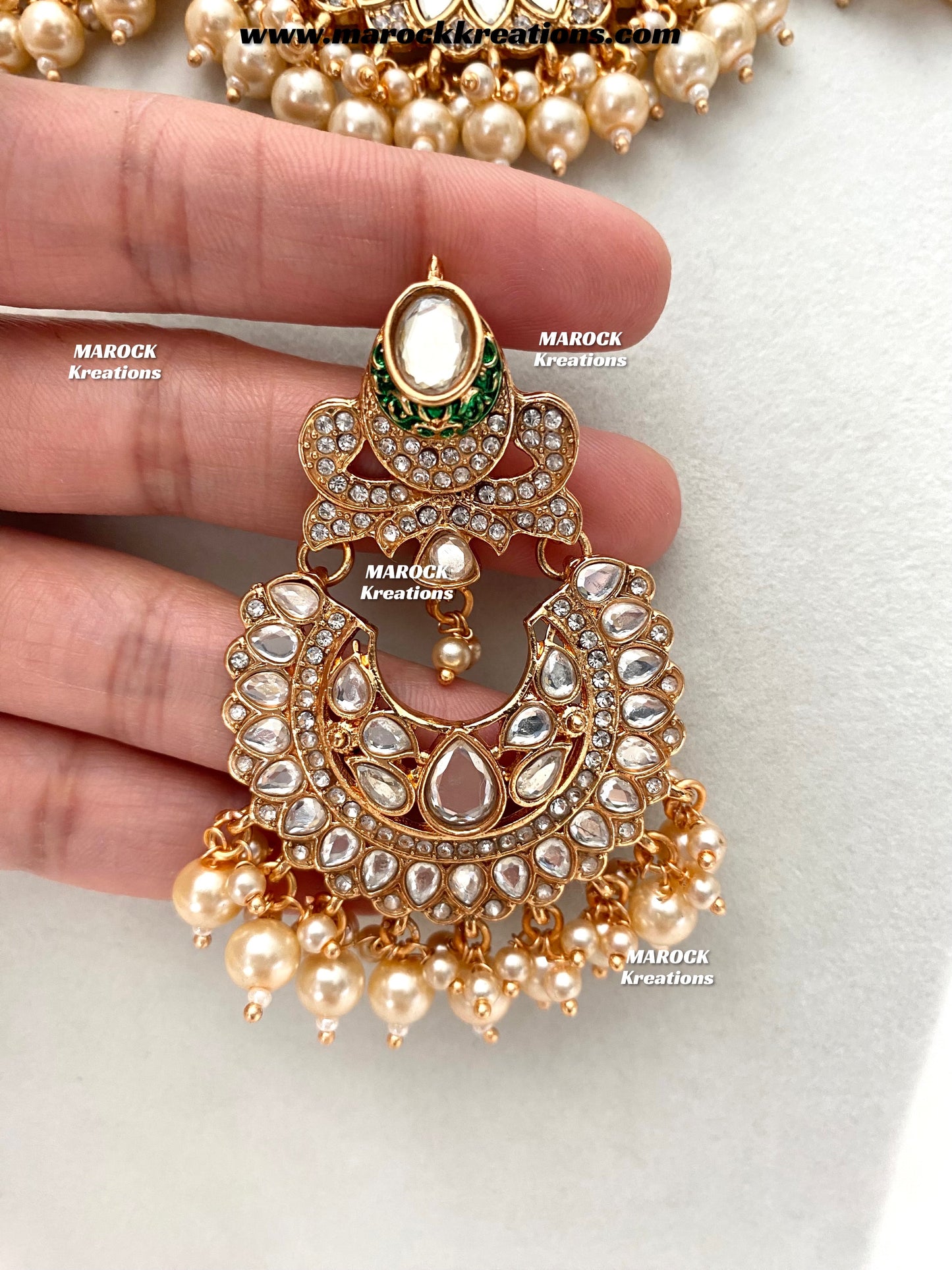 Sareela Premium Quality Rose gold uncut kundan Statement Bridal set