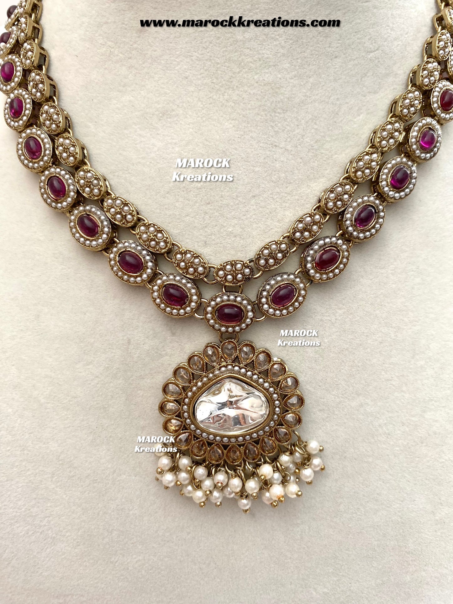 Nadira Kundan Polki double layer Necklace set