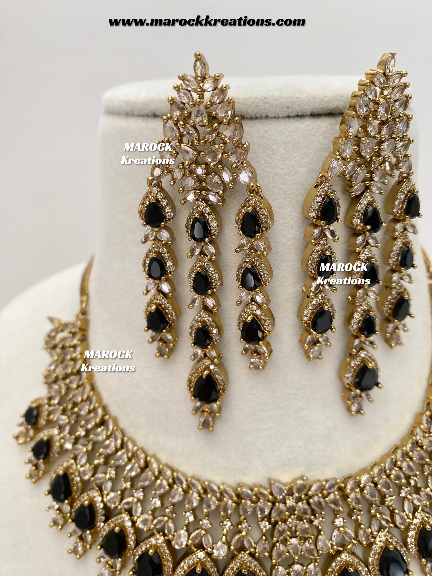 Naima Antique Gold American diamond Statement Necklace set