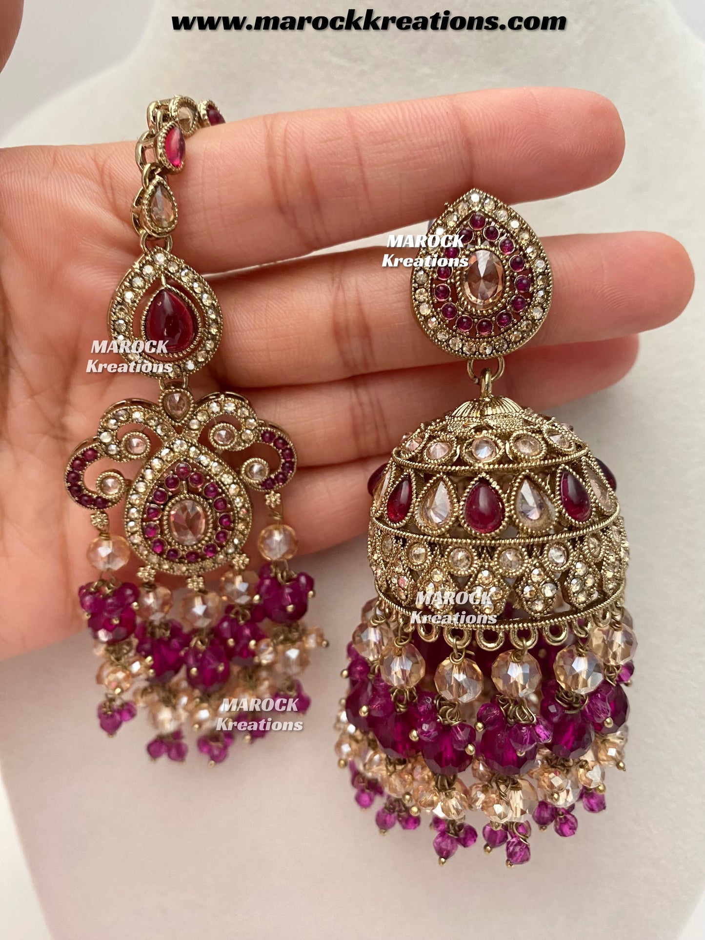 Nazmun Antique Gold Pakistani Polki choker/necklace set with Passa