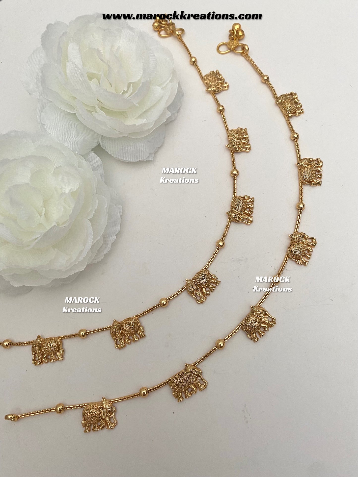 Mirina Gold plated elephant crafted Anklets/Payal/Jhanjhran (come in a pair)