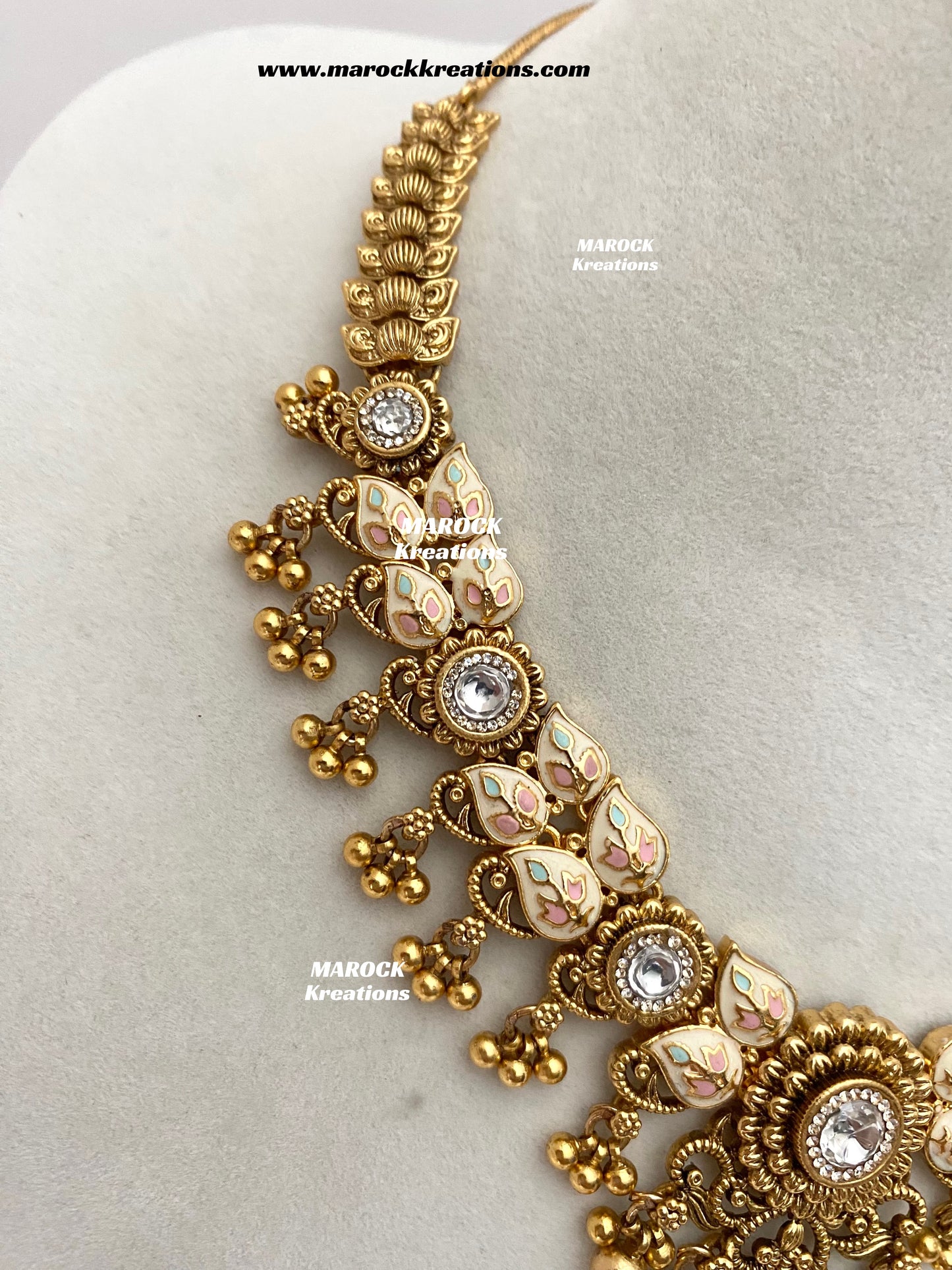 Mayuri Premium Quality Gold Plated Meenakari Rajwadi Necklace set
