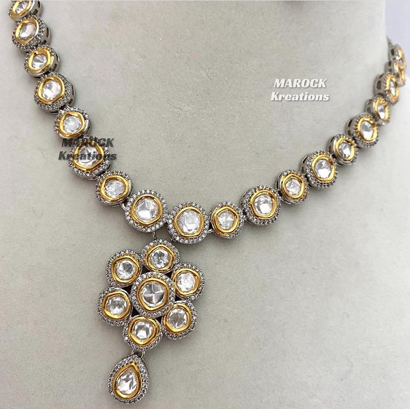 Premium Quality Tyani inspired dual tone Kundan Necklace set