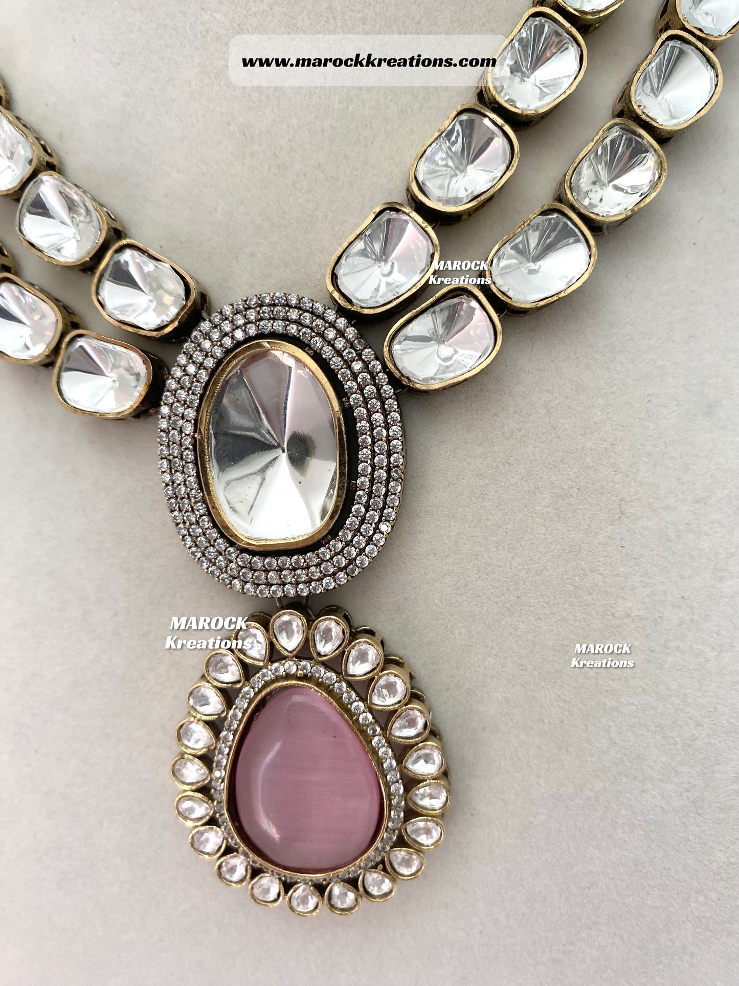 Premium Quality uncut Kundan Moissanite Necklace set