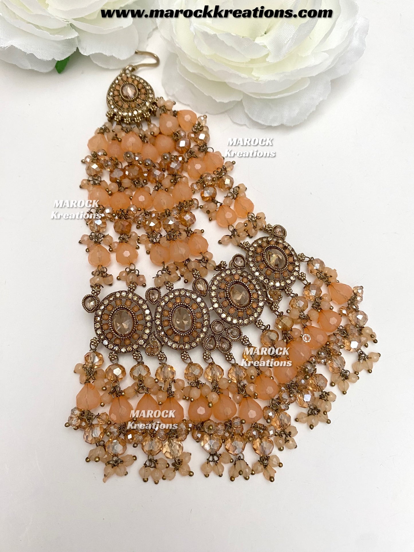 Nazmun Antique Gold Pakistani Polki choker/necklace set with Passa