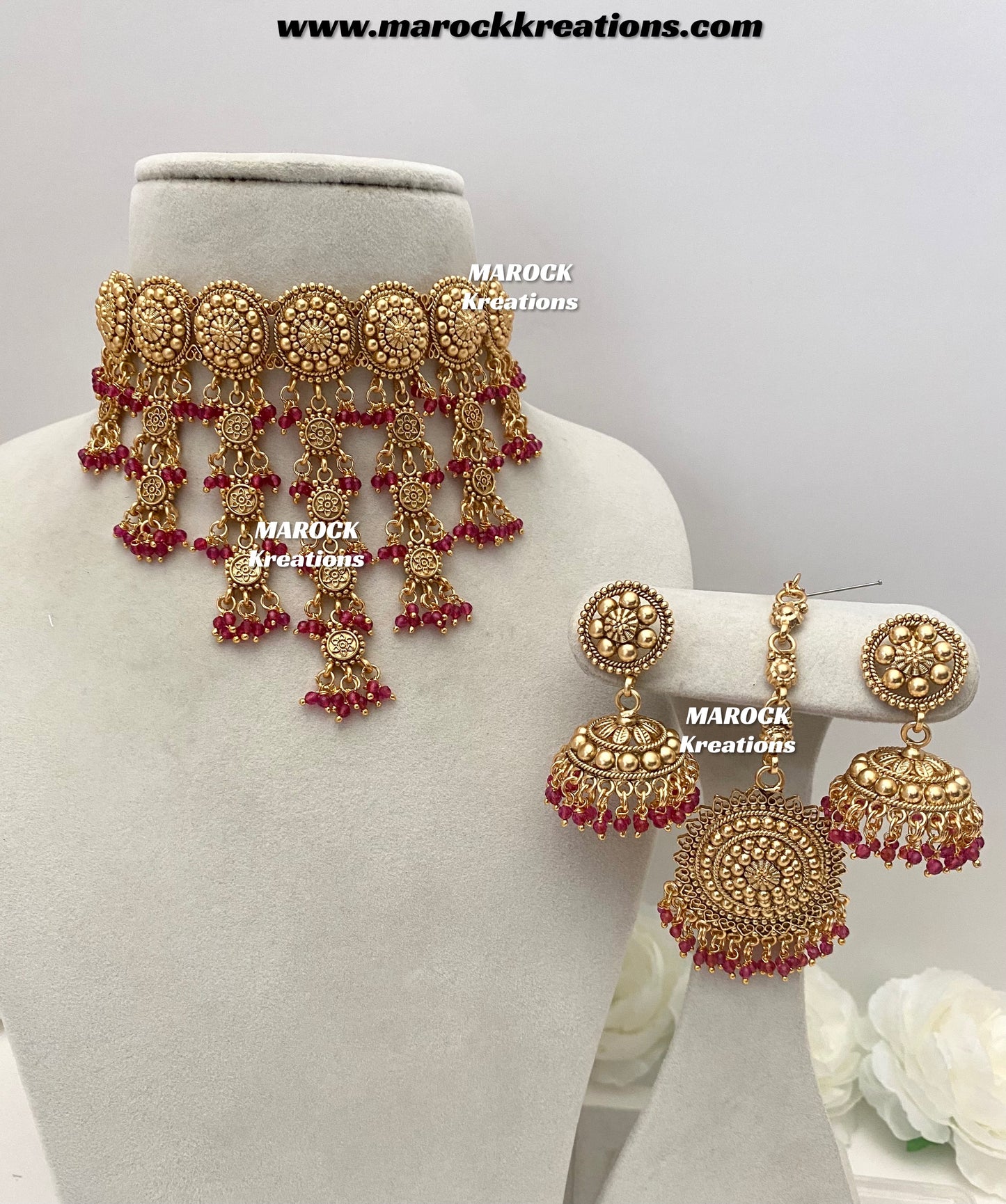 Noreen Premium Quality Gold Plated statement waterfall choker set