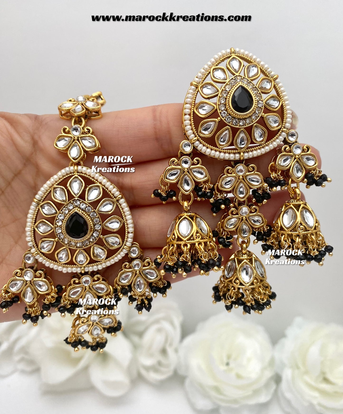 Rebecca Premium Quality Kundan Statement Earrings and tikka set