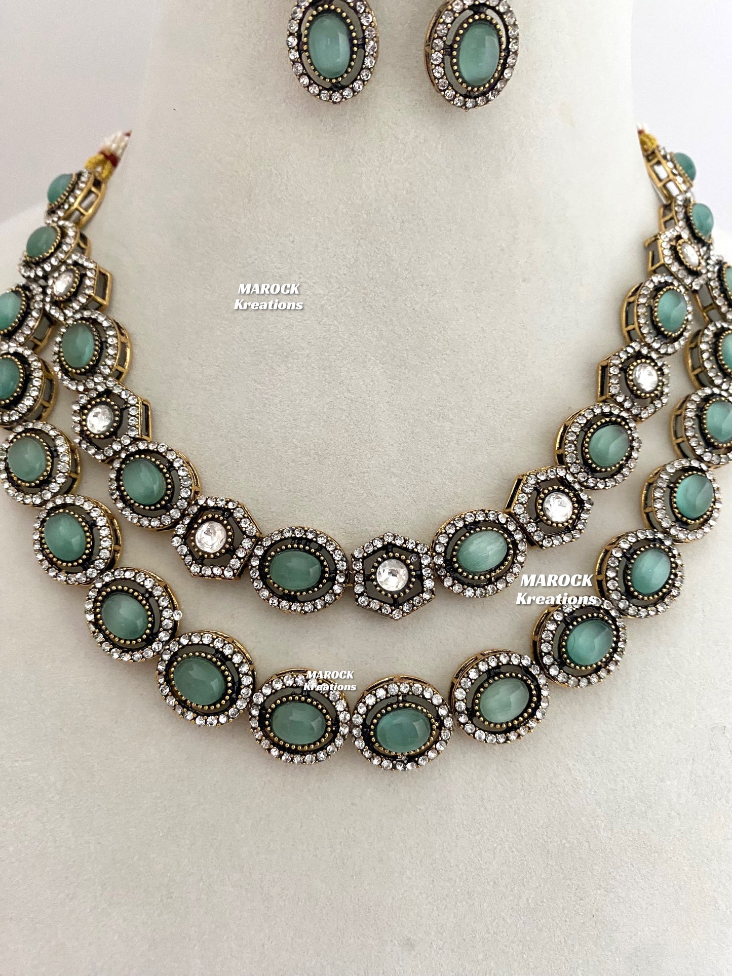 Sheenam Victorian Kundan Double layer Necklace set