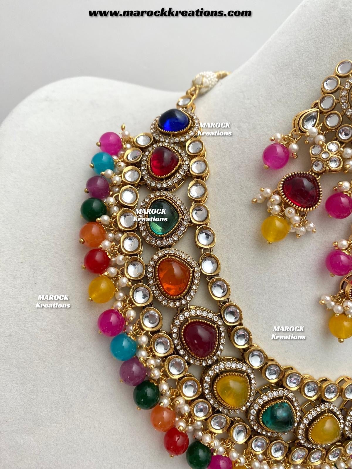 Harsha Premium Quality Kundan and Monalisa stone Statement Necklace set