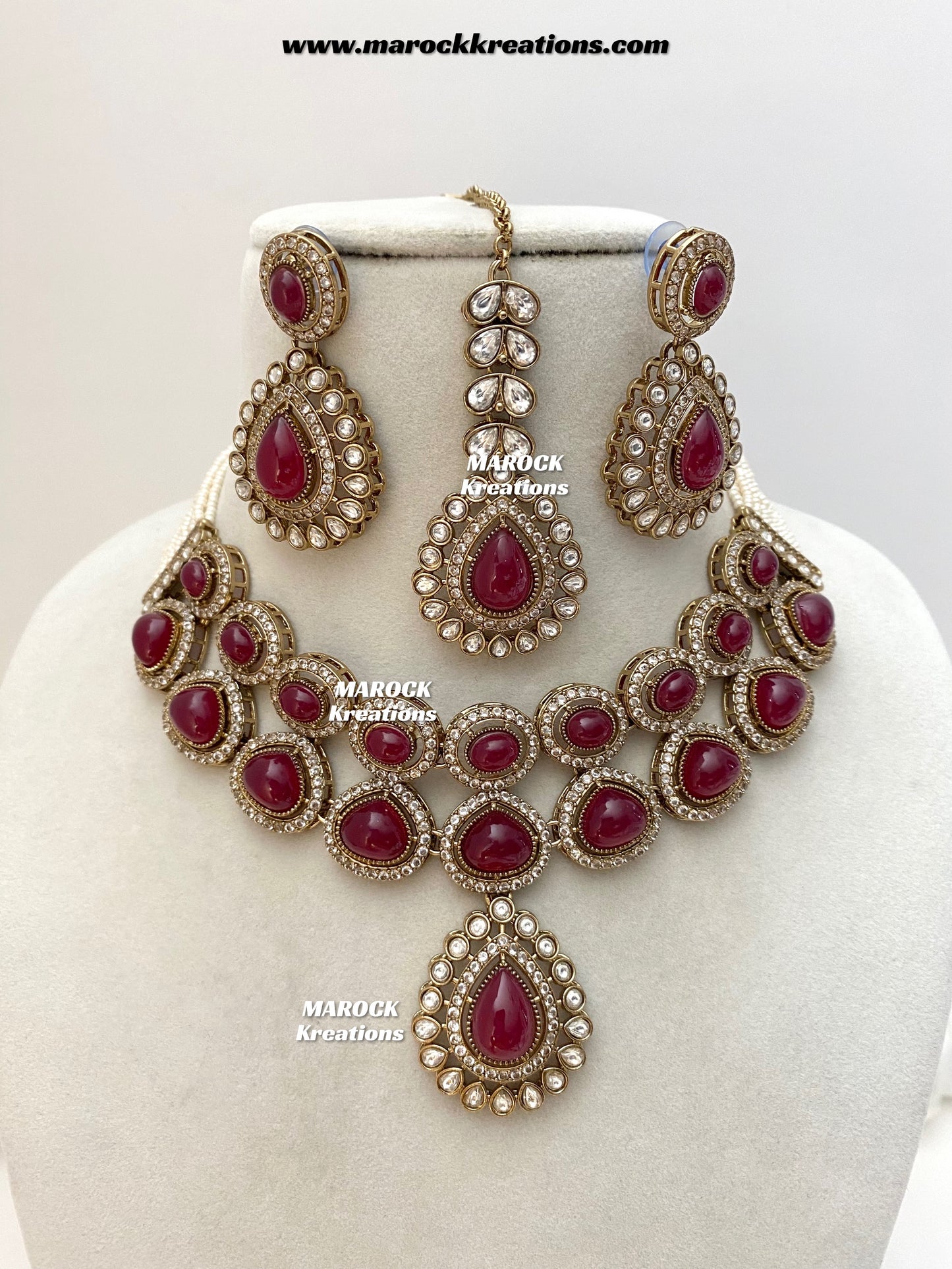 Zafina Premium Quality Moissanite Kundan Statement Choker/Necklace set