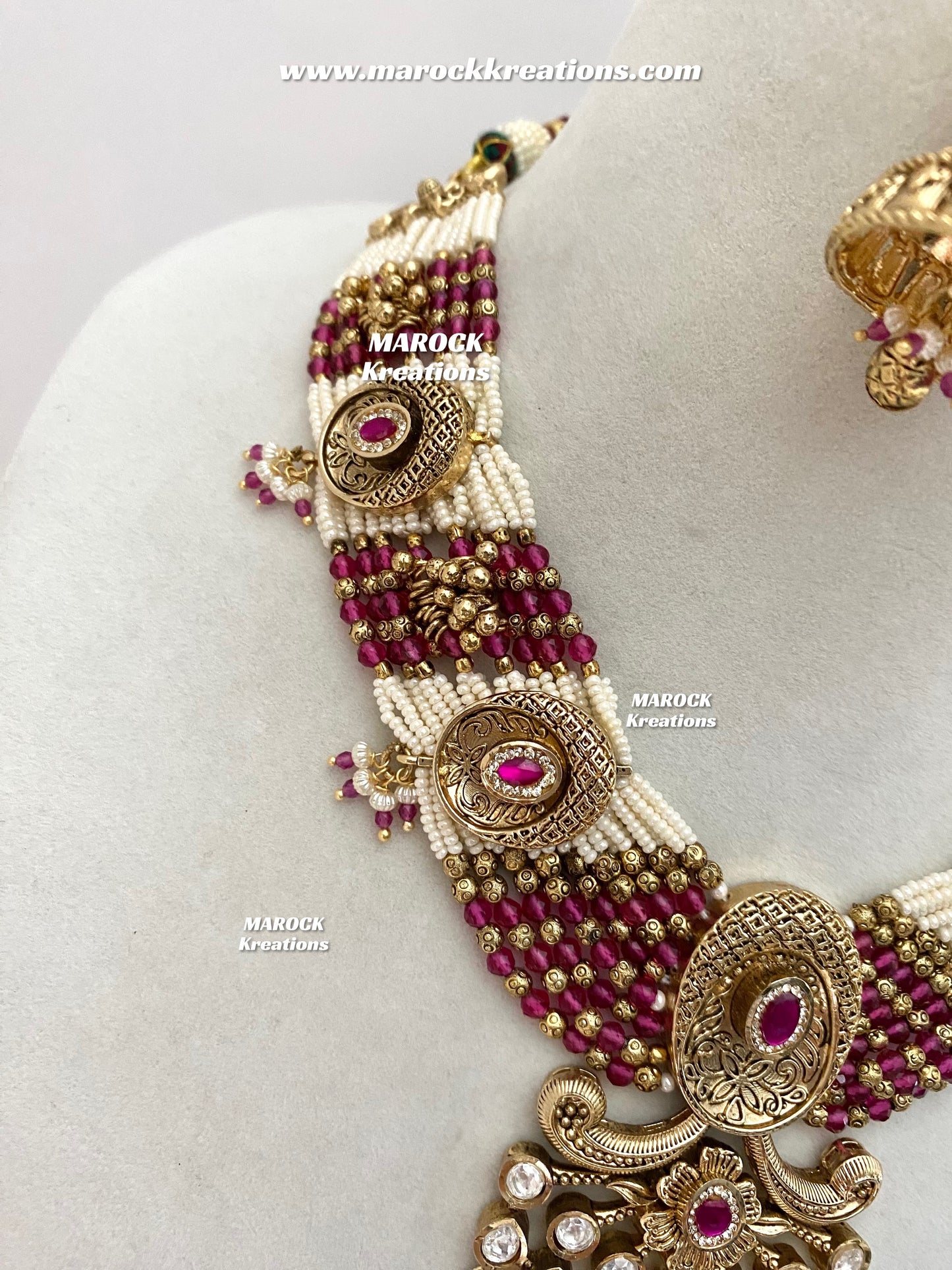 Arifa Premium Quality Gold Plated Rajwadi Necklace set