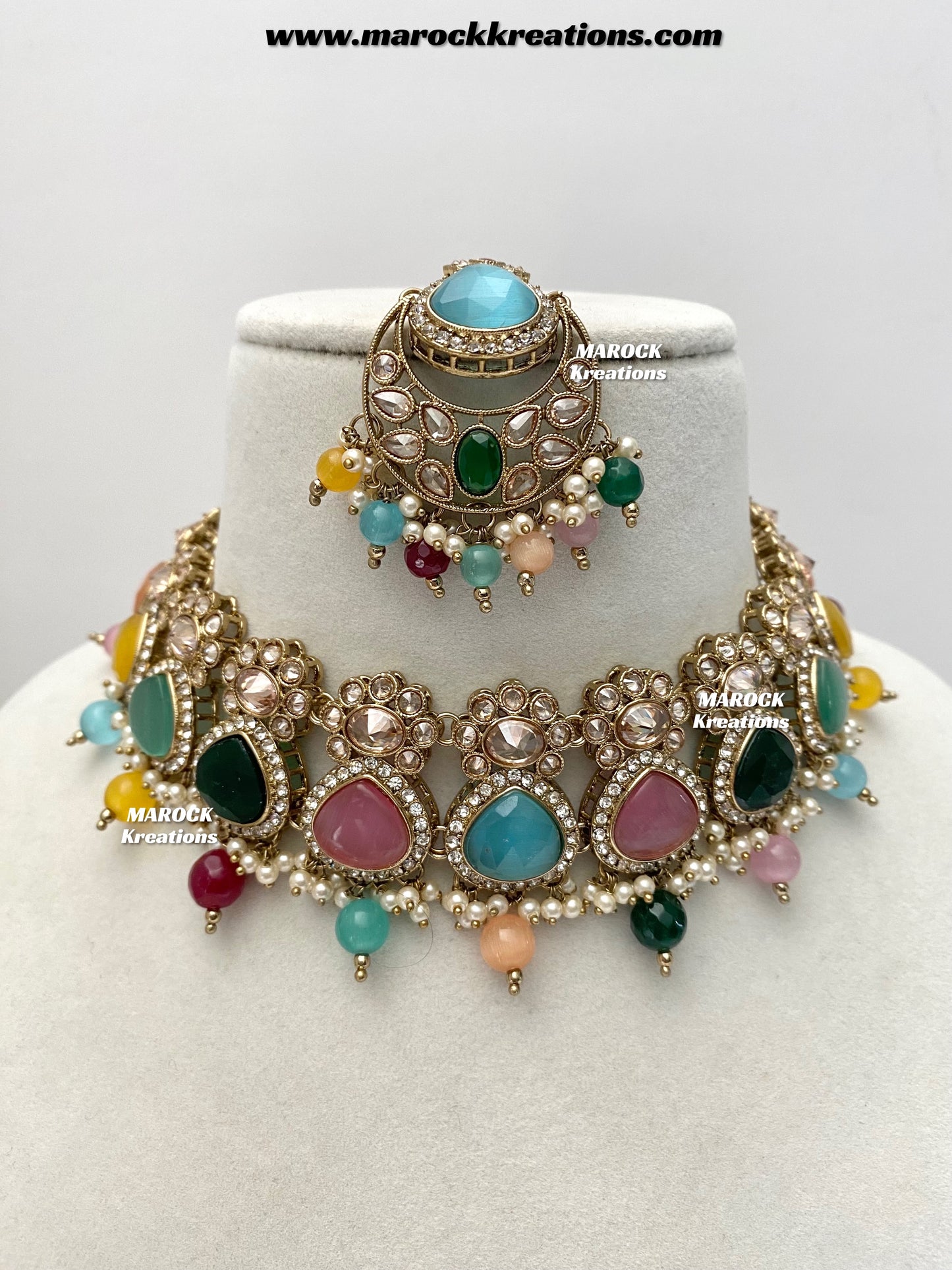 Kinjal Premium Quality Polki and Monalisa Statement Choker set
